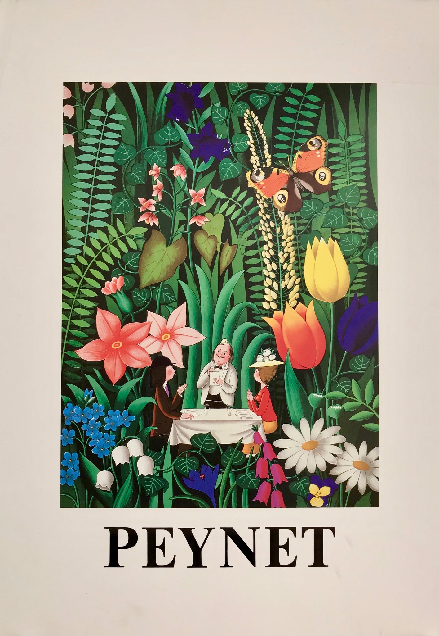 Affiche Ancienne Dîner aux chandelles sauvages Par Raymond Peynet, 1987 