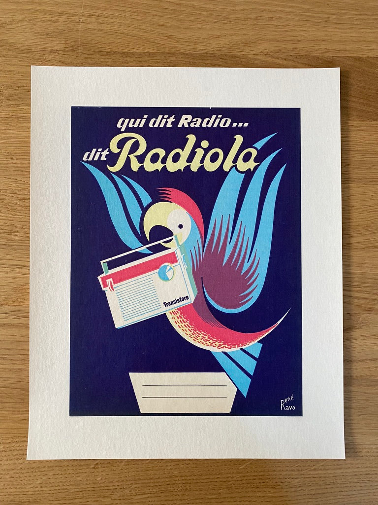 Affiche Publicitaire Radiola - Qui dit Radio... Par René Ravo 1950