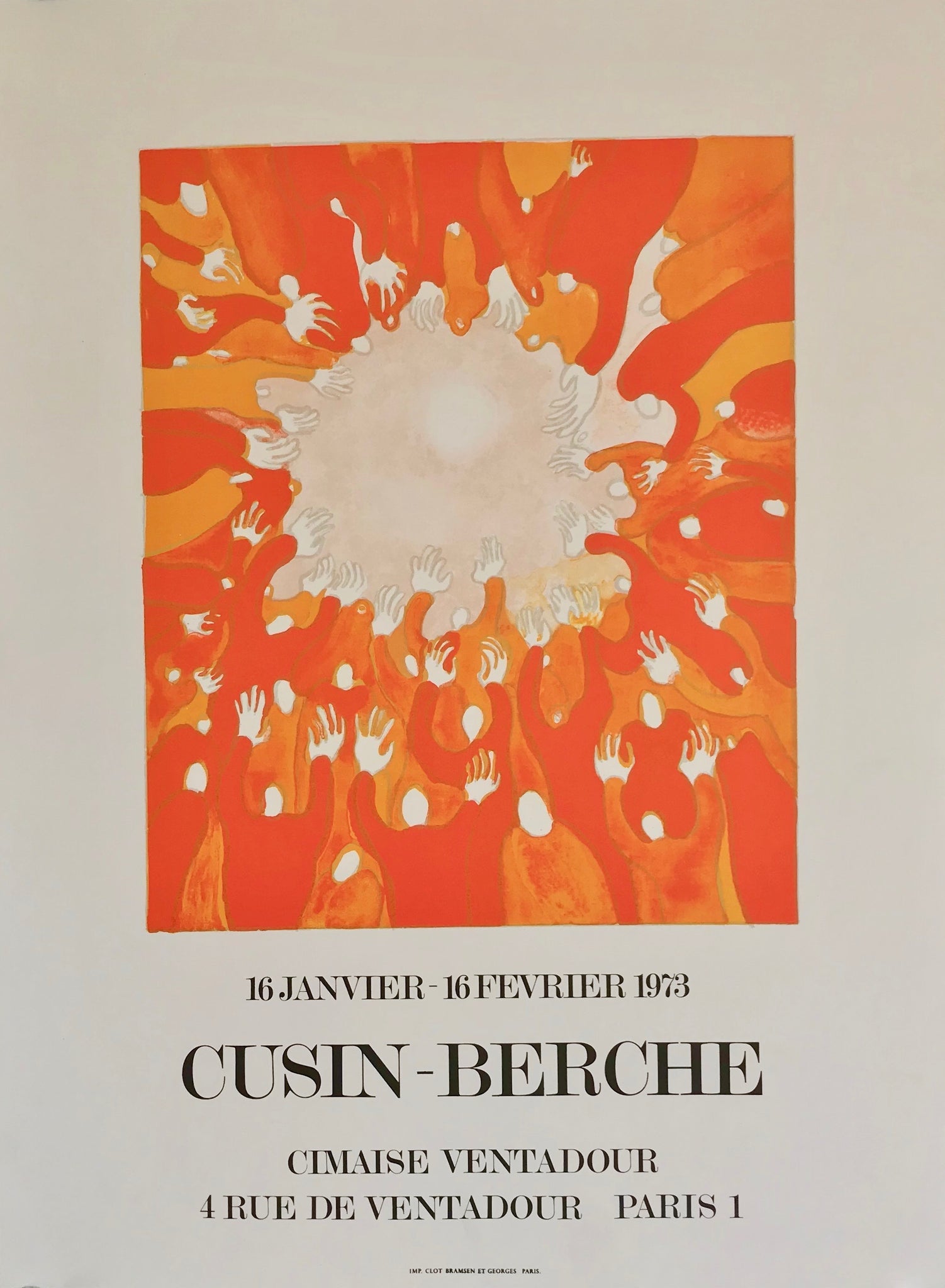 Affiche Galerie Cimaise Par Cusin-Berche, 1973    Exposition du 16 janvier au 16 février 1973. Exposition de Cusin-Berche, à la galerie Cimaise Ventadour.