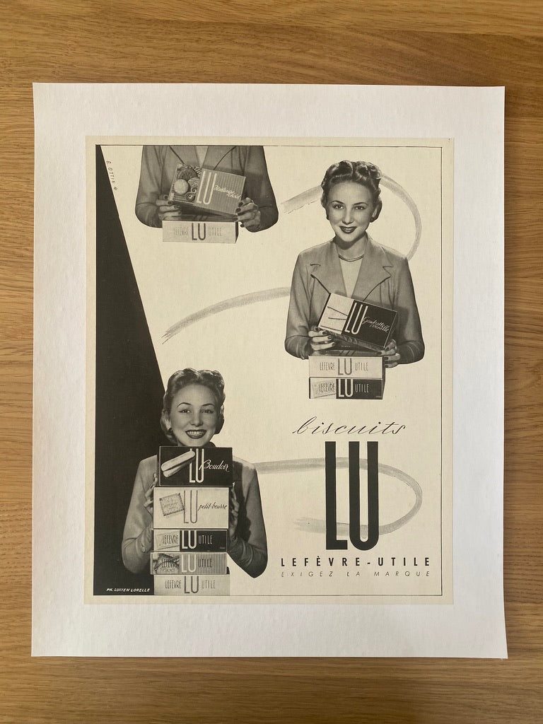 Affiche Publicitaire originale Biscuits LU Lefevre Utile  Réalisée par Lucien Lorelle 1952