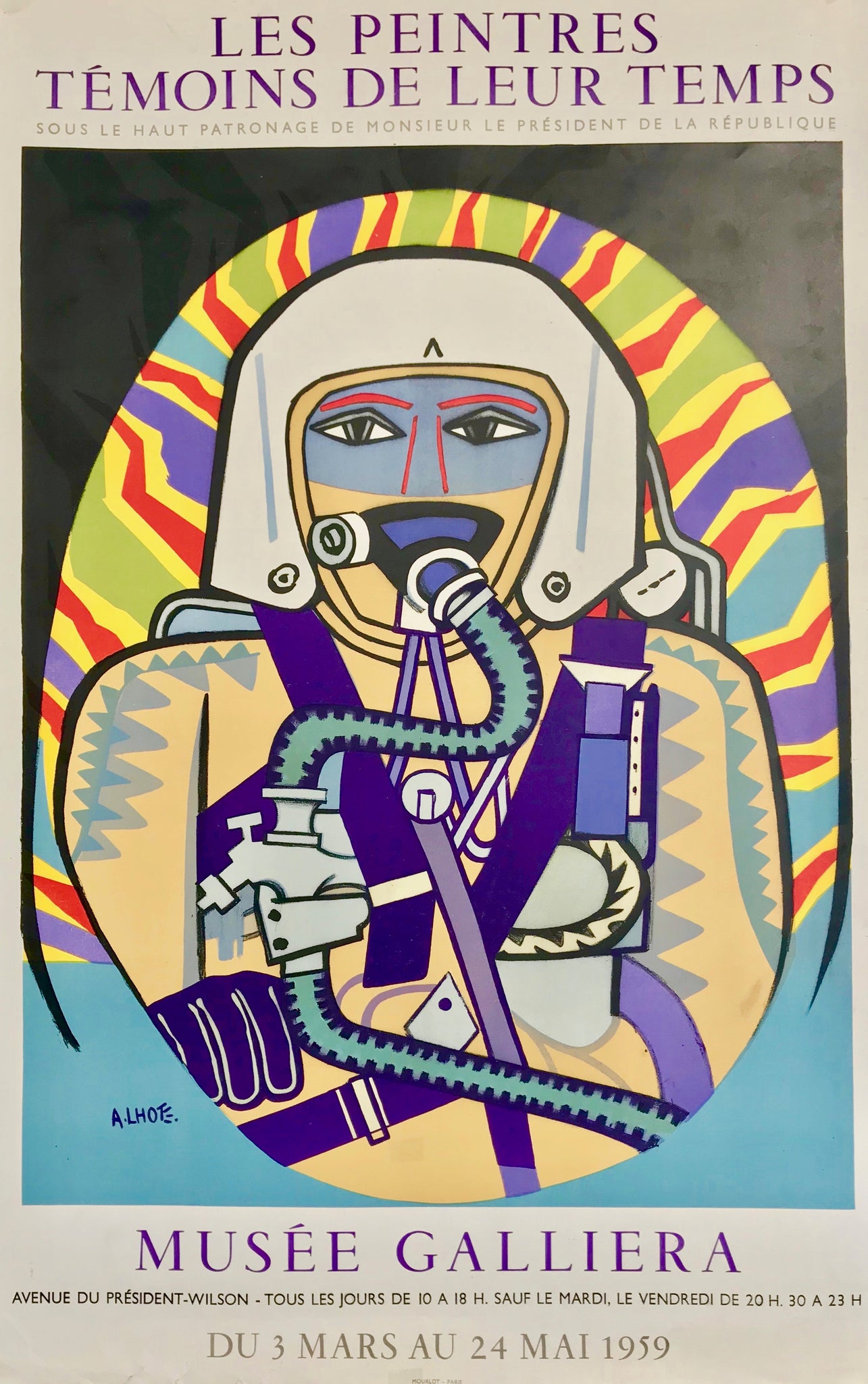 Affiche Musée Galliera - Les peintres témoins de leur temps Par André Lhote, 1959      Exposition "Les peintres témoins de leur temps" , sous le haut patronage de Mr le Président de la République  . Affiche réalisée par André Lhote en 1959 pour le Musée Galliera.