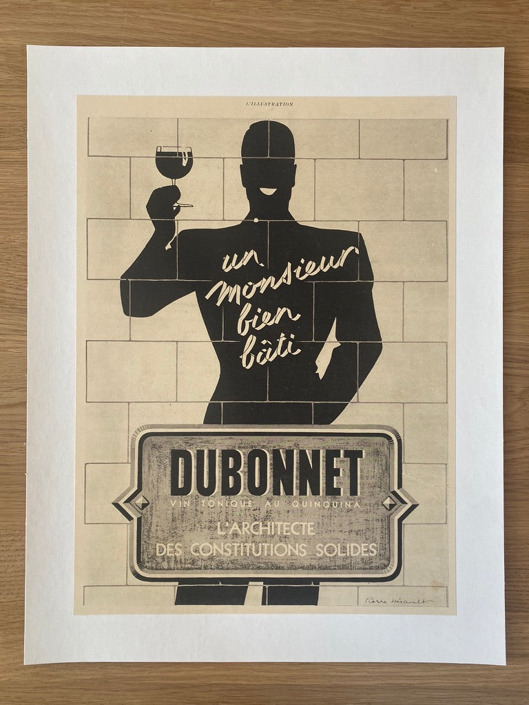 Affiche Publicitaire Apéritif Dubonnet  Vin Tonique au quinquina Par Pierre Herault, 1939