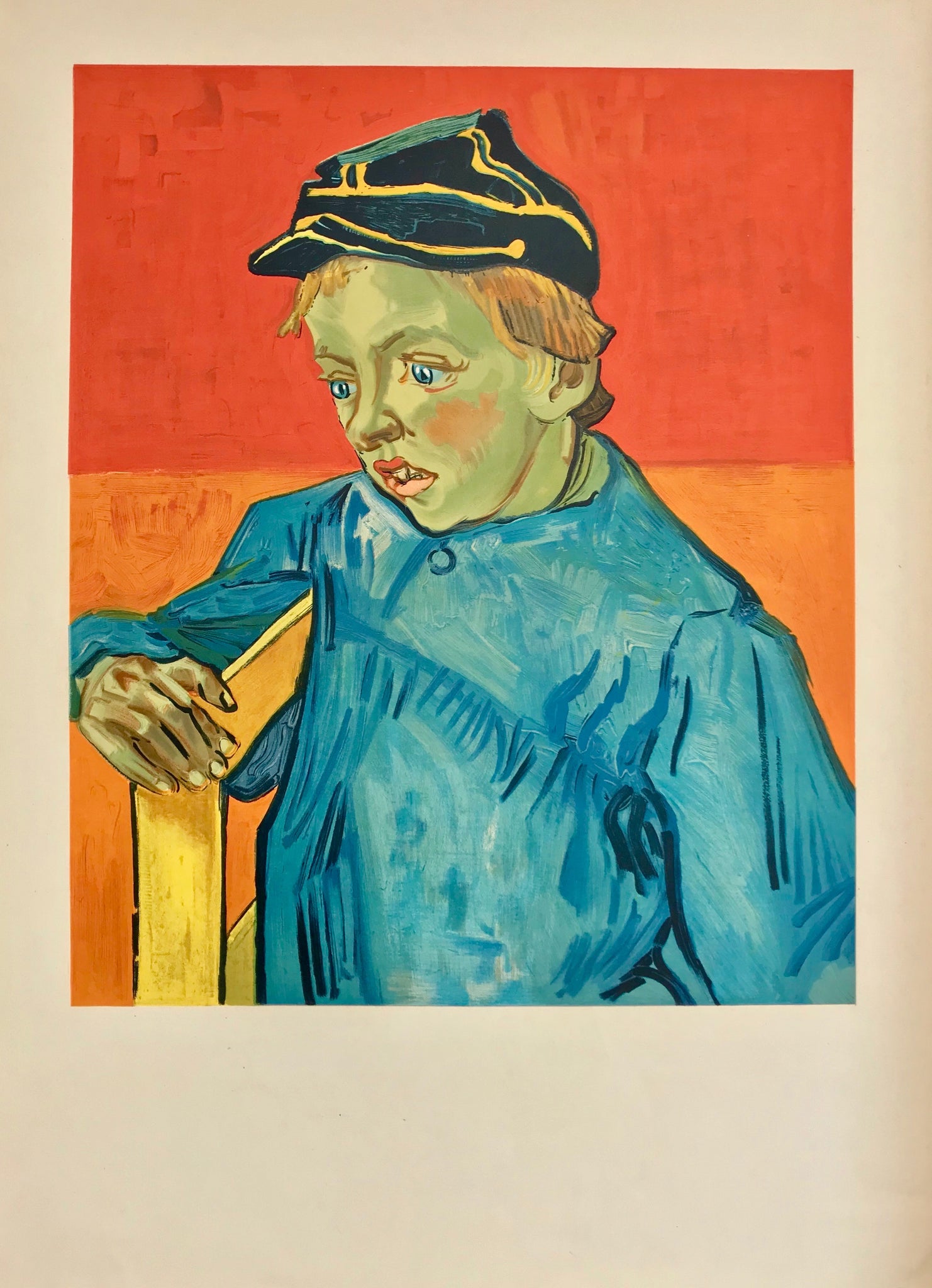 Affiche Lithographique Le collégien Par Vincent Van Gogh, 1950      Très belle impression lithographique sur papier d'arche représentant la célèbre oeuvre de Van Gogh "Le Collégien / The Pupil"