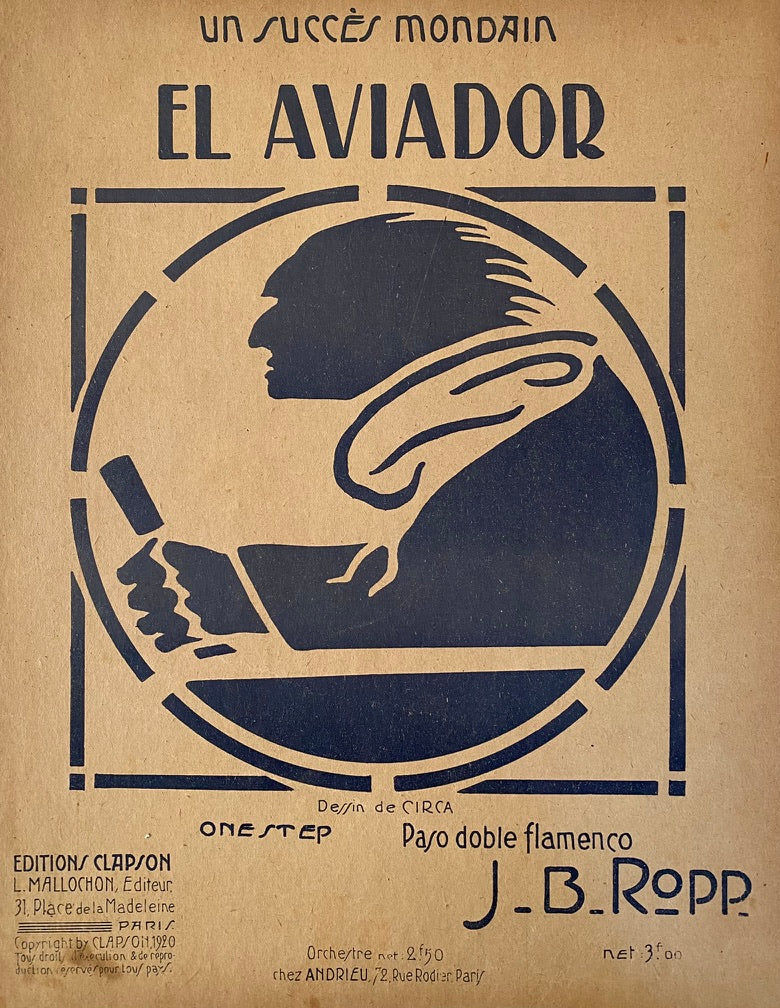 Lithographie Vintage Partition Musique  El Aviador - 1920
