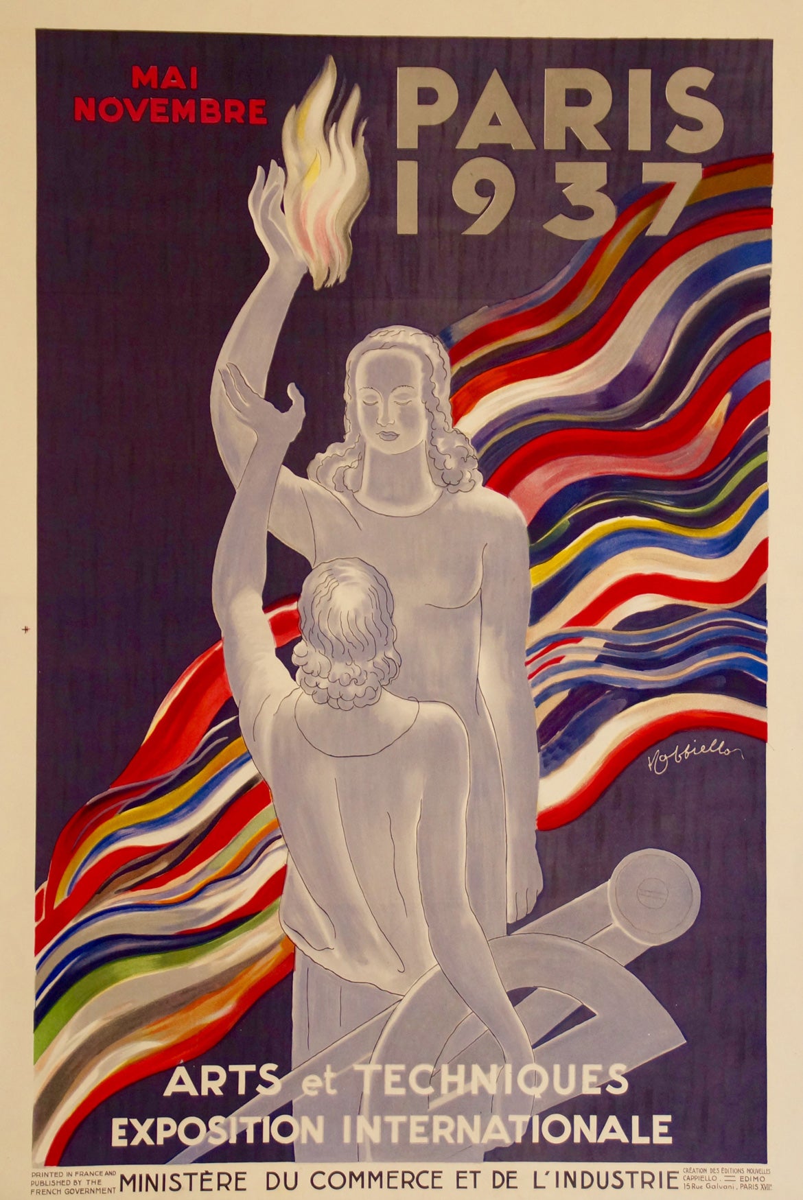 Affiche ancienne Paris 1937 Exposition internationale - Cappiello