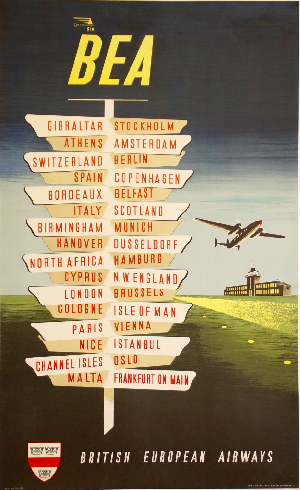 Affiche Ancienne BEA - 1952 British European Airways 