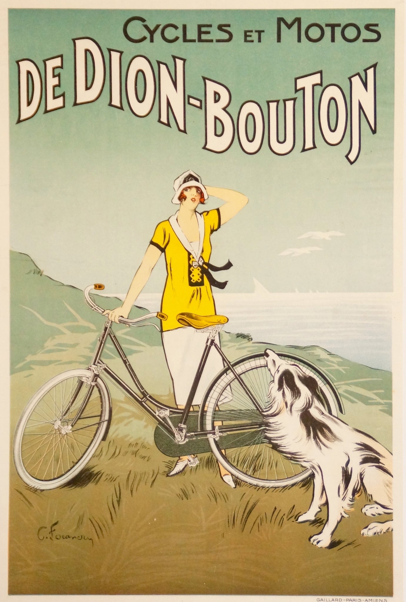 Affiche Ancienne Cycles et Motos De Dion-Bouton  Par Fournery, 1920