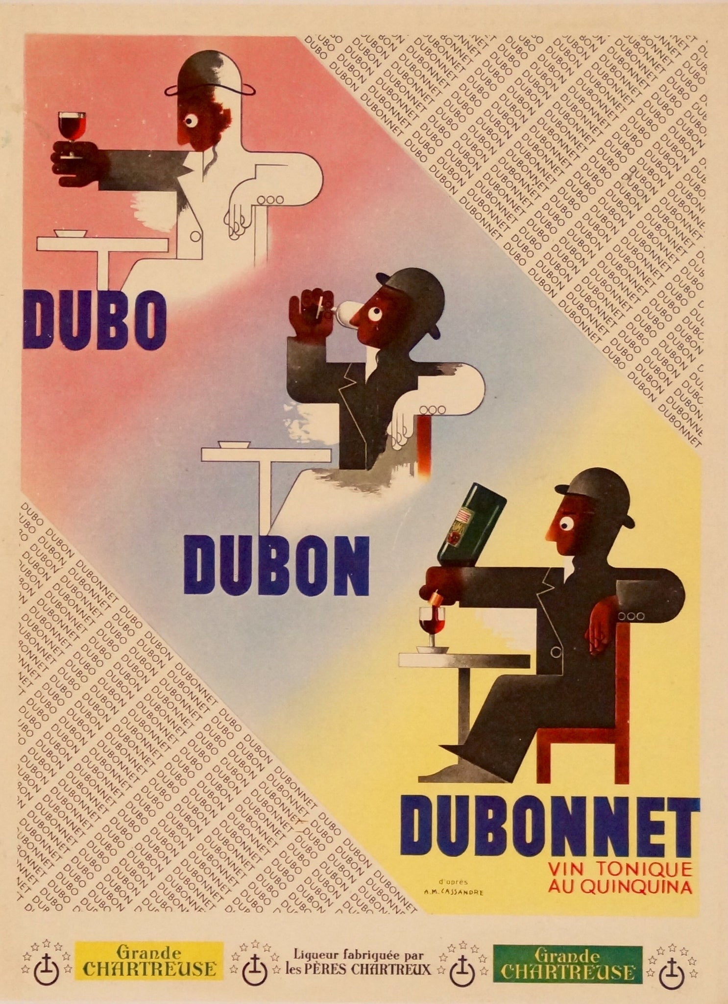 Affiche ancienne Dubo Dubon Dubonnet  D'après Cassandre, 1930