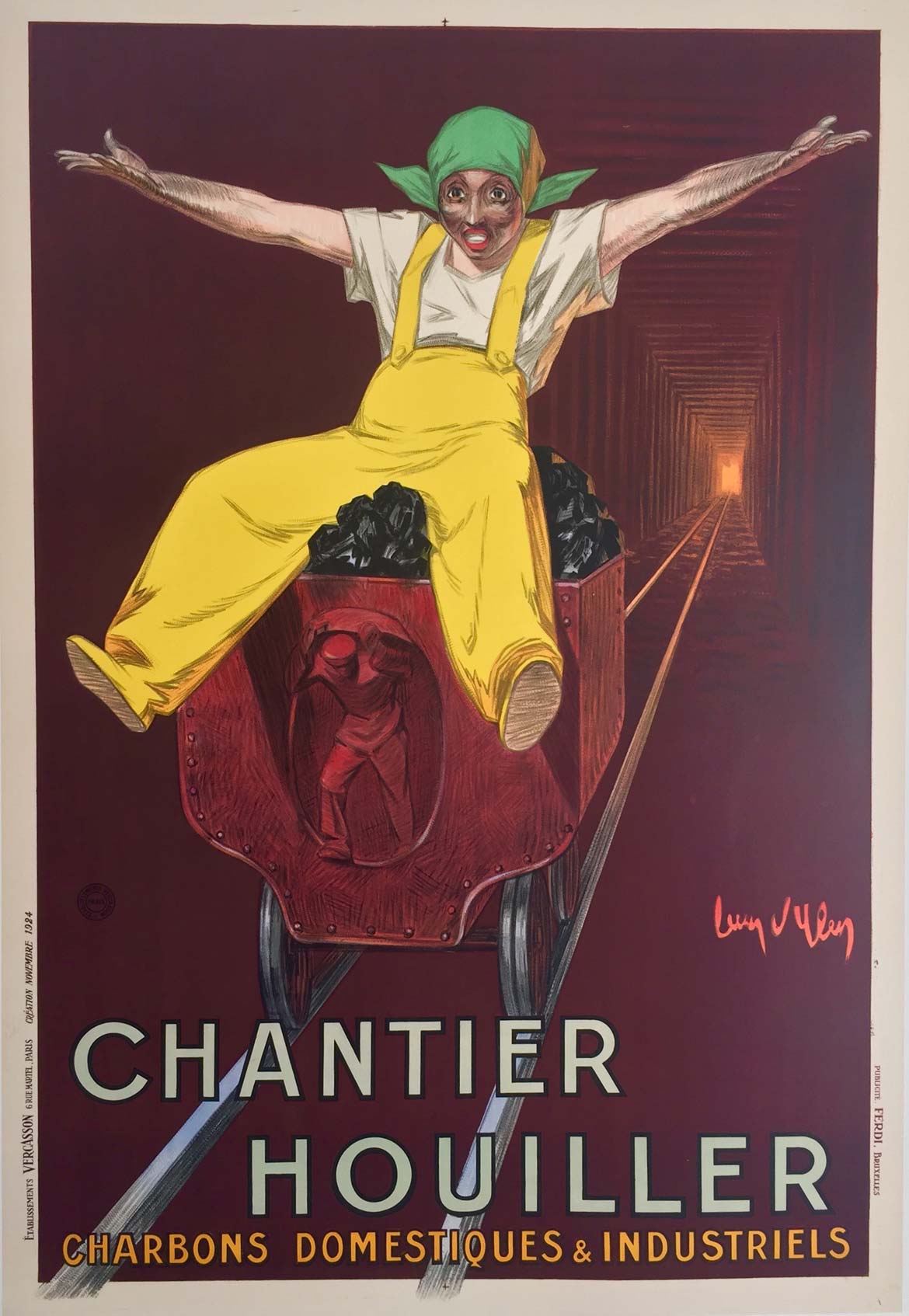 Affiche originale Chantier Houiller Jean D'Ylen, 1924