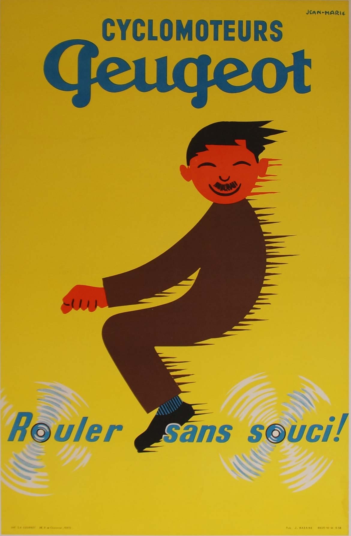 Affiche Cyclomoteurs Peugeot Par Jean Marie, 1950