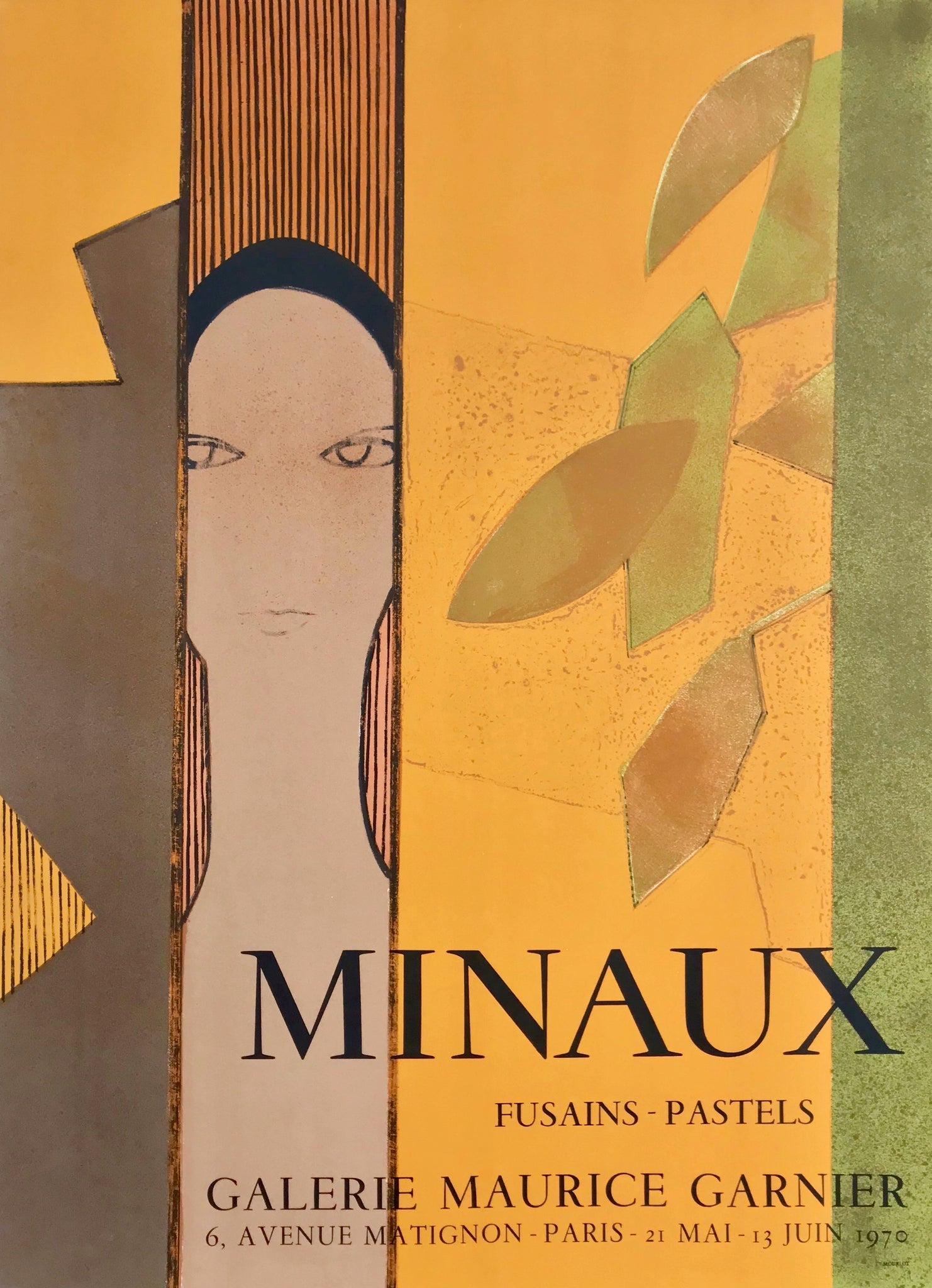 Affiche Galerie Maurice Garnier - Fusains et pastels Par Minaux André, 1970