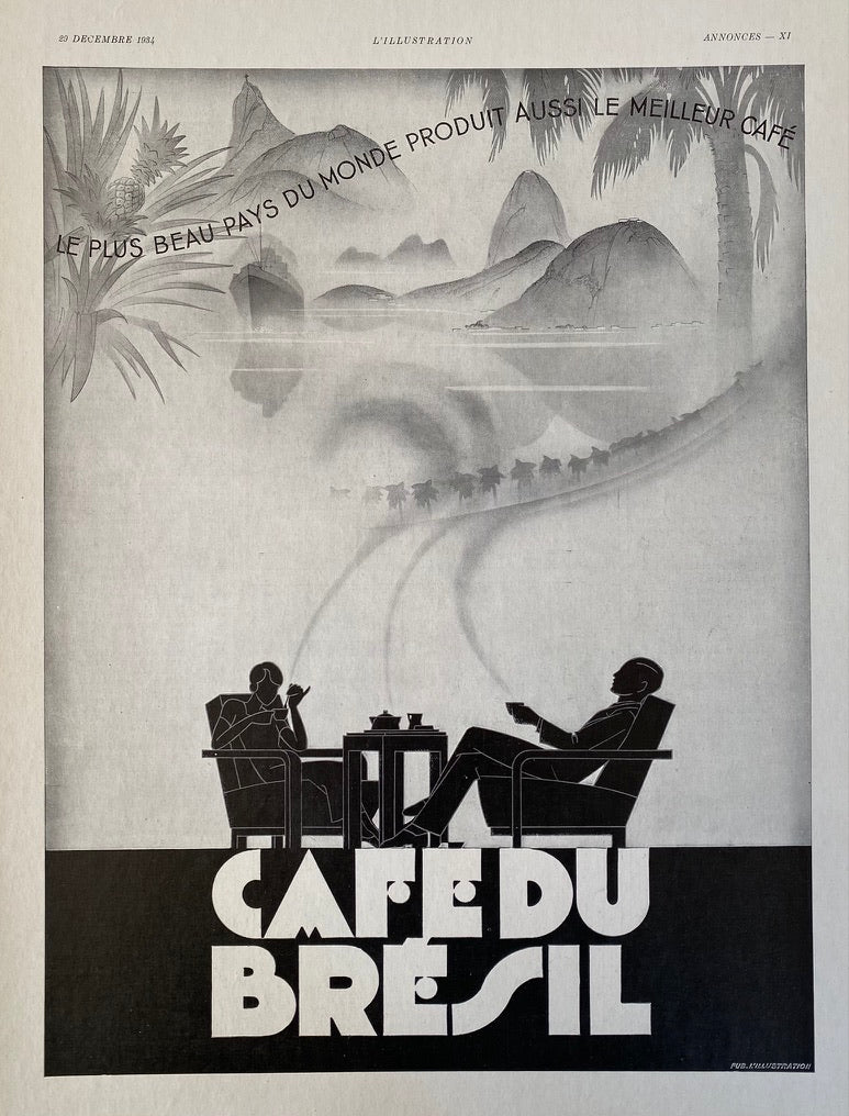 Affiche Vintage Art Deco Boisson  Café du Brésil 1934
