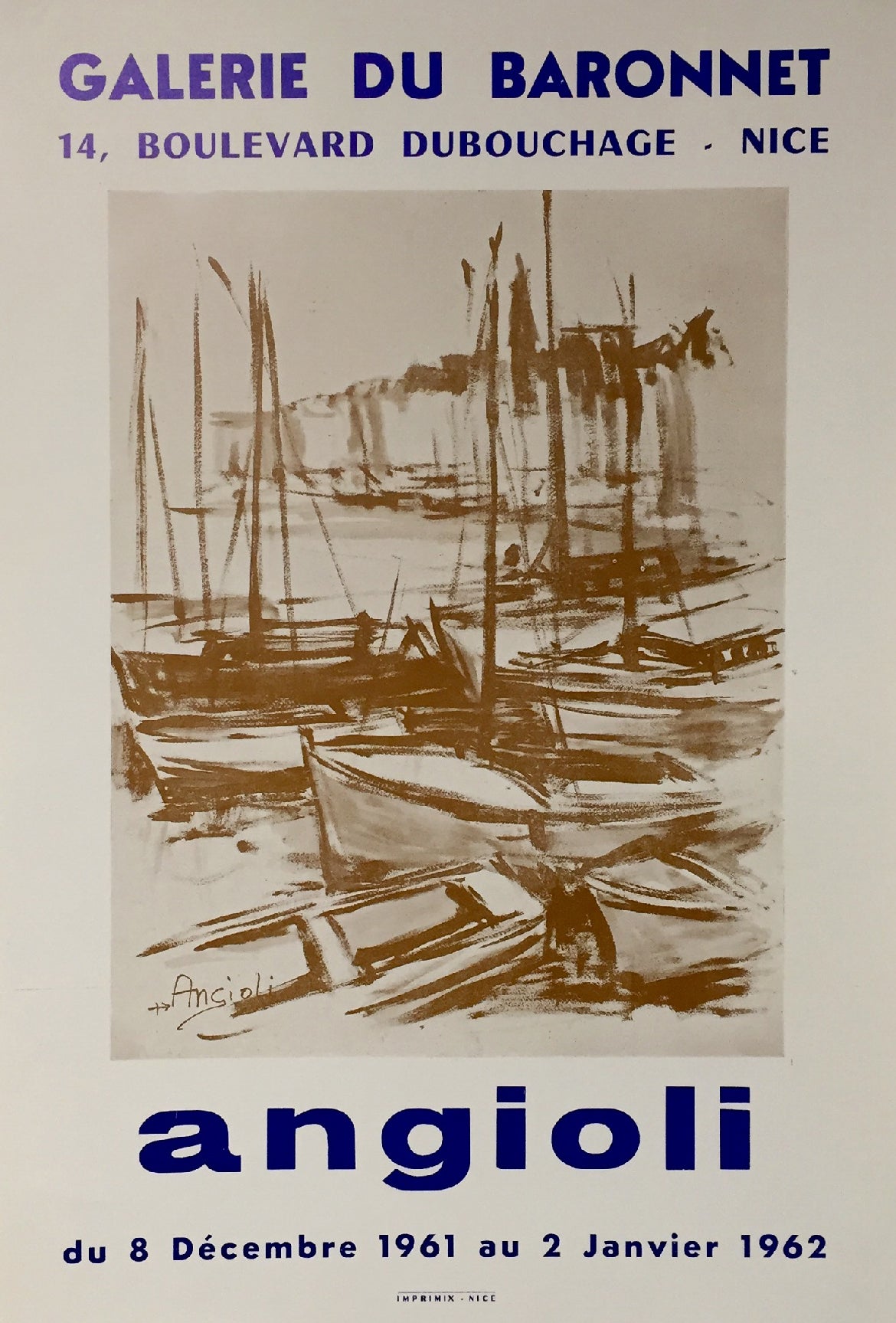 Affiche  Galerie du Baronnet Par Angioli, 1962