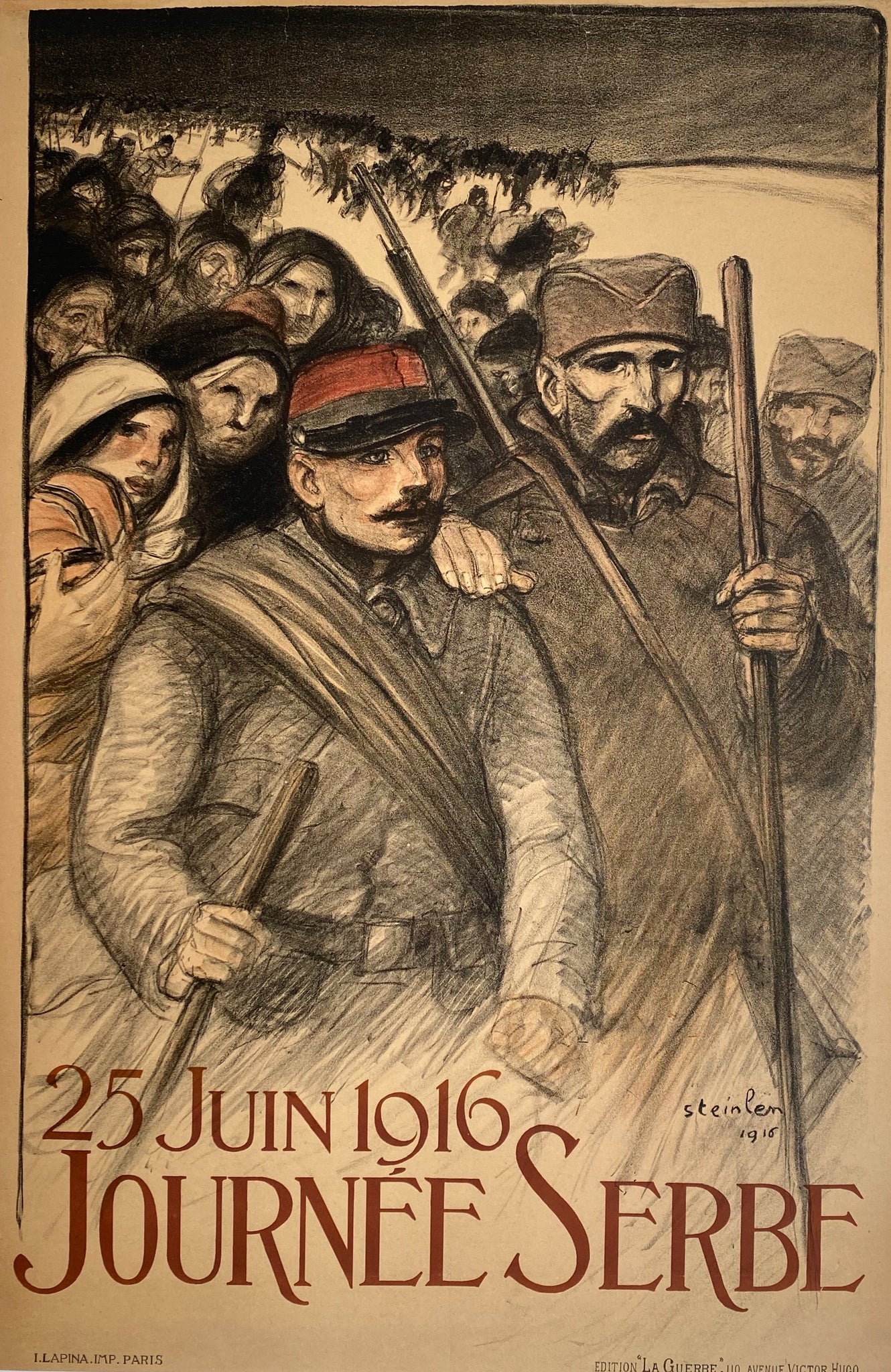 Affiche ancienne 25 juin 1916 Journée Serbe Par Steinlen, 1916