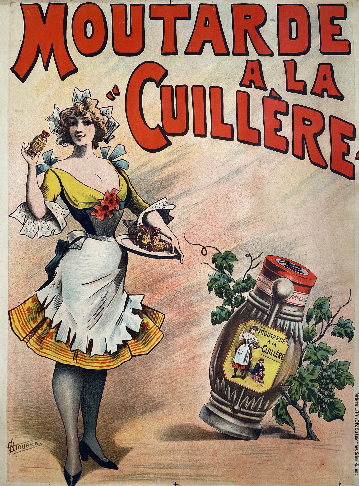 Affiche ancienne Moutarde à la cuillère Par Alfred Choubrac, circa 1890