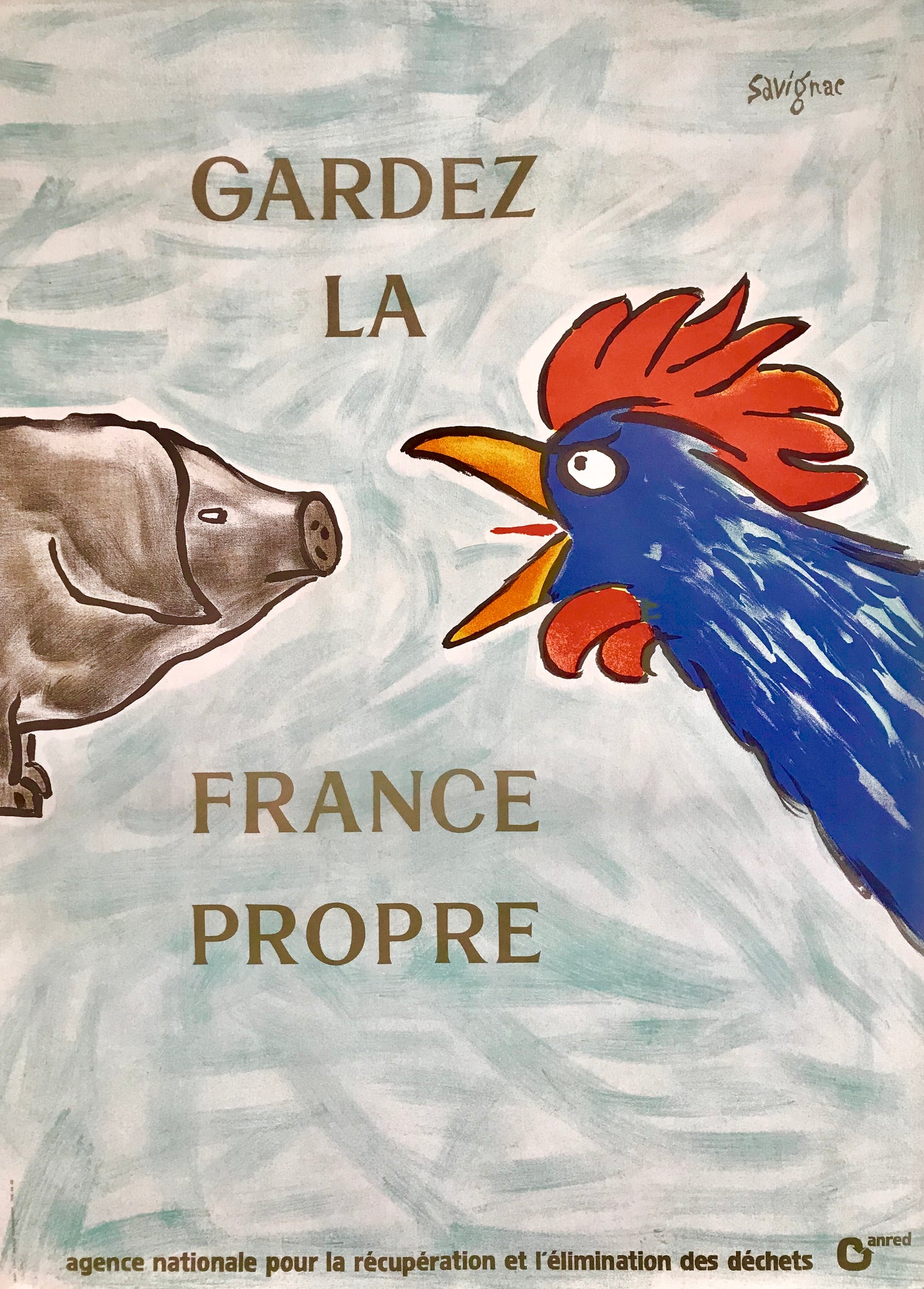 Affiche Vintage Gardez la France propre Par Raymond Savignac, 1982