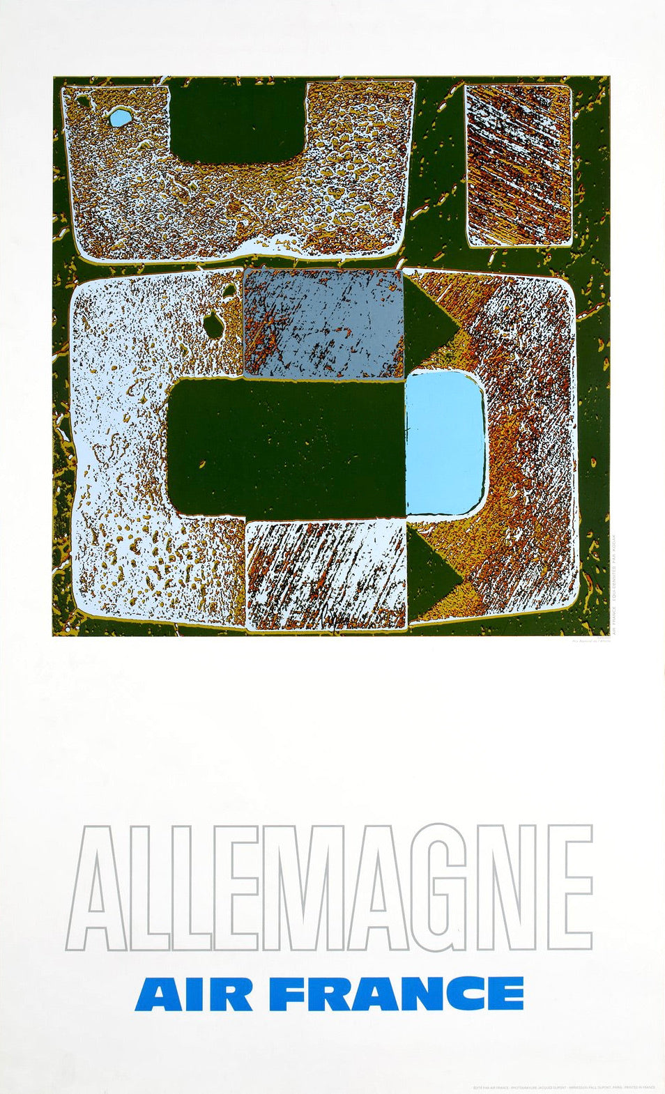 Affiche Originale Aviation Air France - Allemagne     Par Raymond Pages, 1971