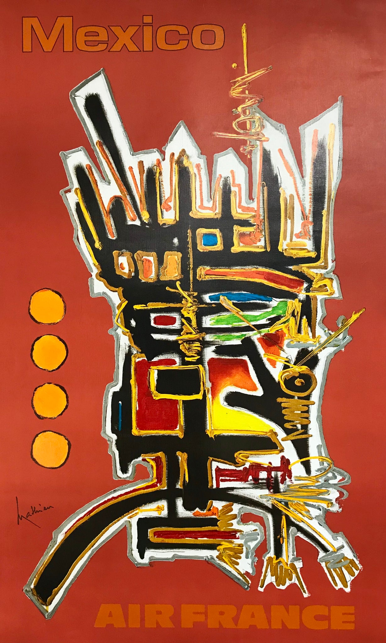 Affiche Air France - Mexico Georges Mathieu 1967