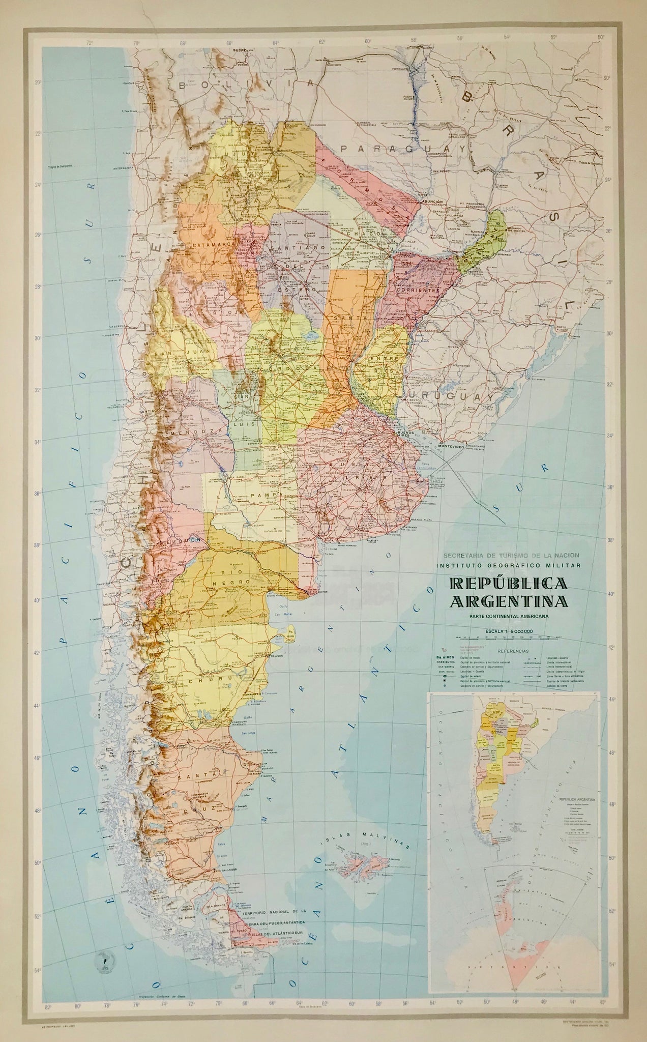Carte de la république d'argentine, Institut géographique militaire  1987