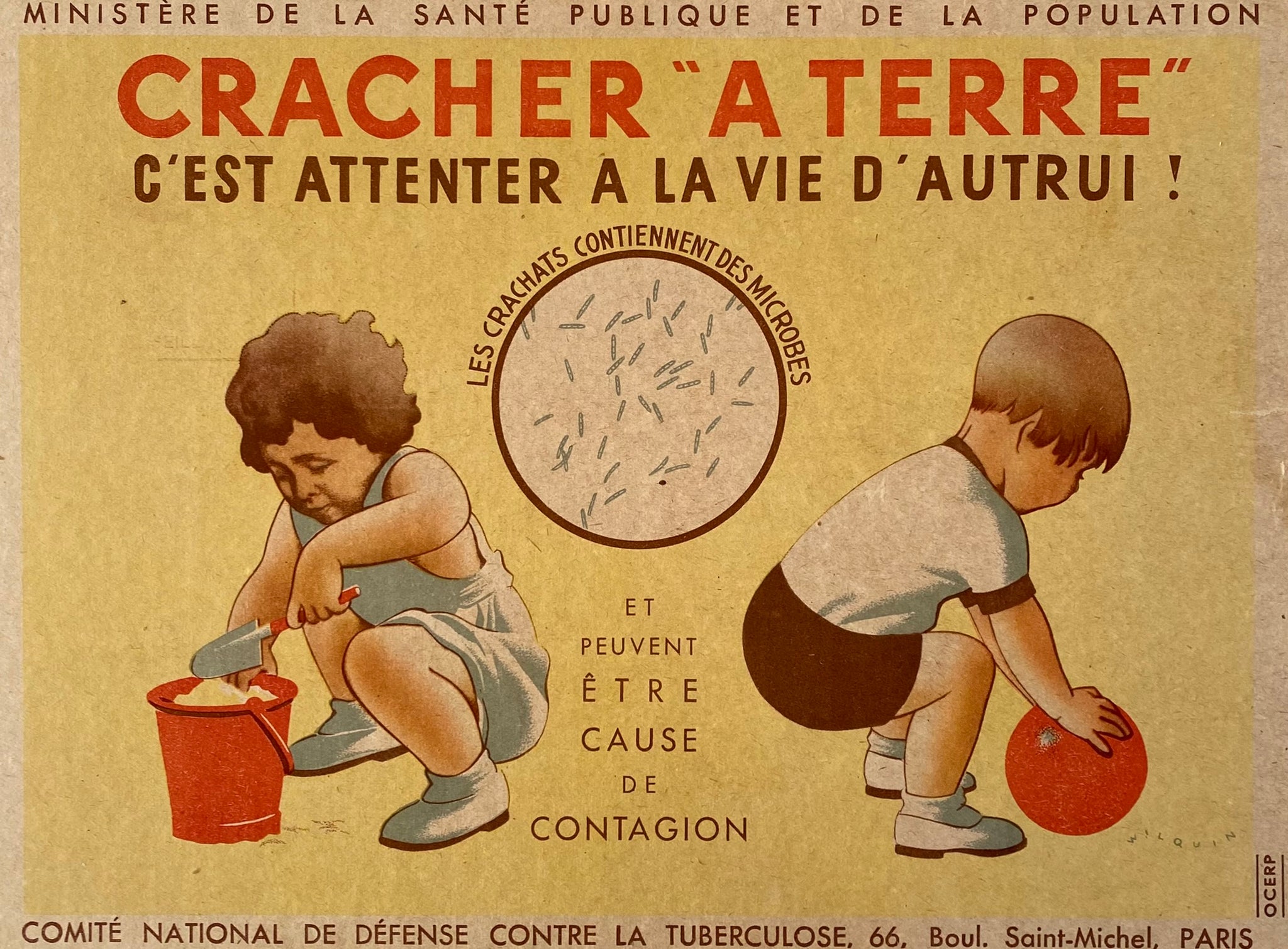 Affiche Cracher a terre c'est attenter a la vie d'autrui  Ministère de la santé