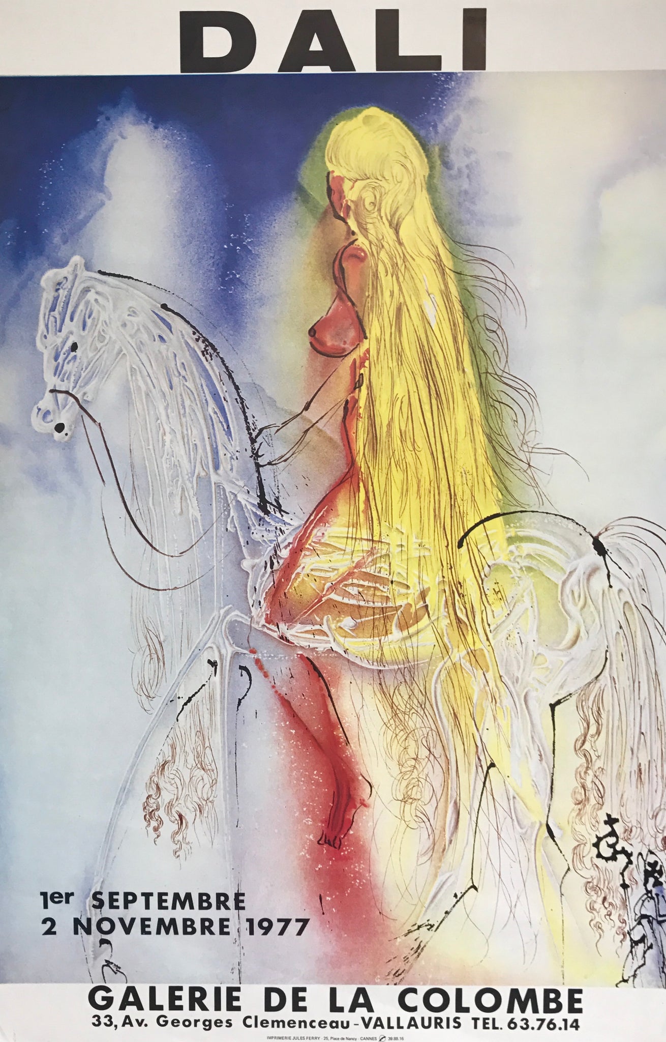 Affiche ancienne Galerie de la colombe par Salvador Dali, 1977