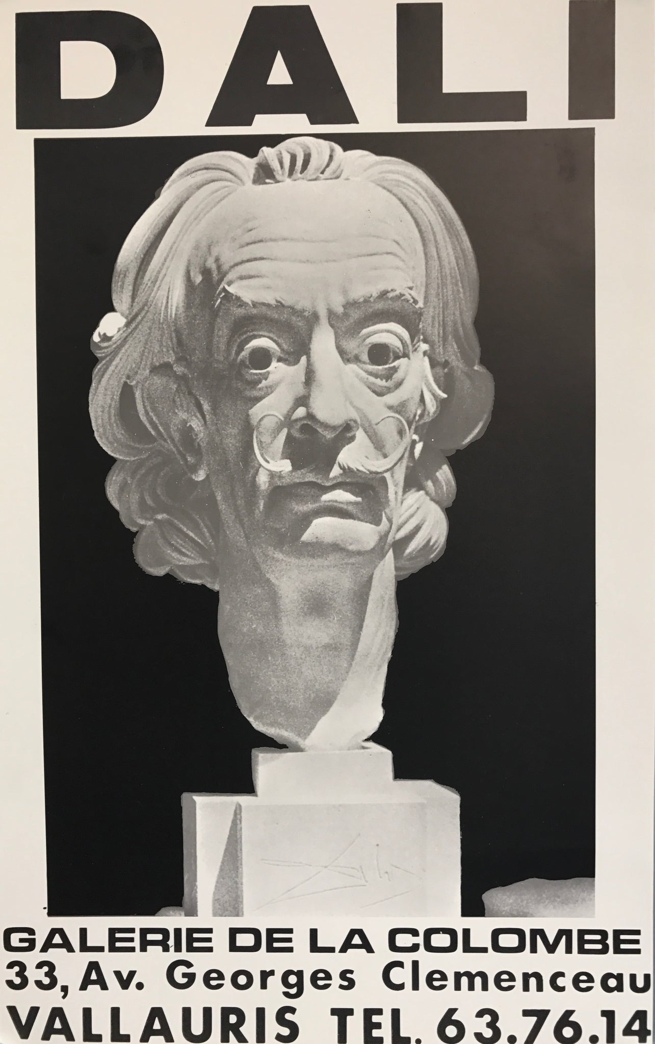 Affiche Dali - Galerie de la colombe - Buste Noir et Blanc