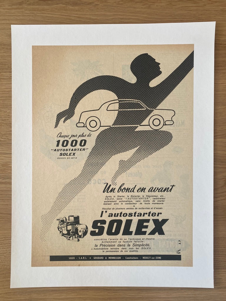 Poster Vintage Publicitaire Solex "Encore Plus Puissant" - Reproduction - Format Queen