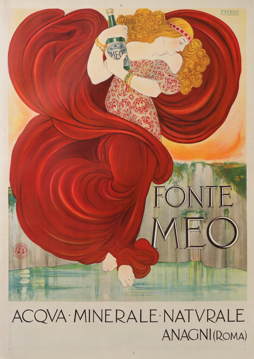 Affiche Original Art Nouveau - Fonte Meo Par Nonni, 1910