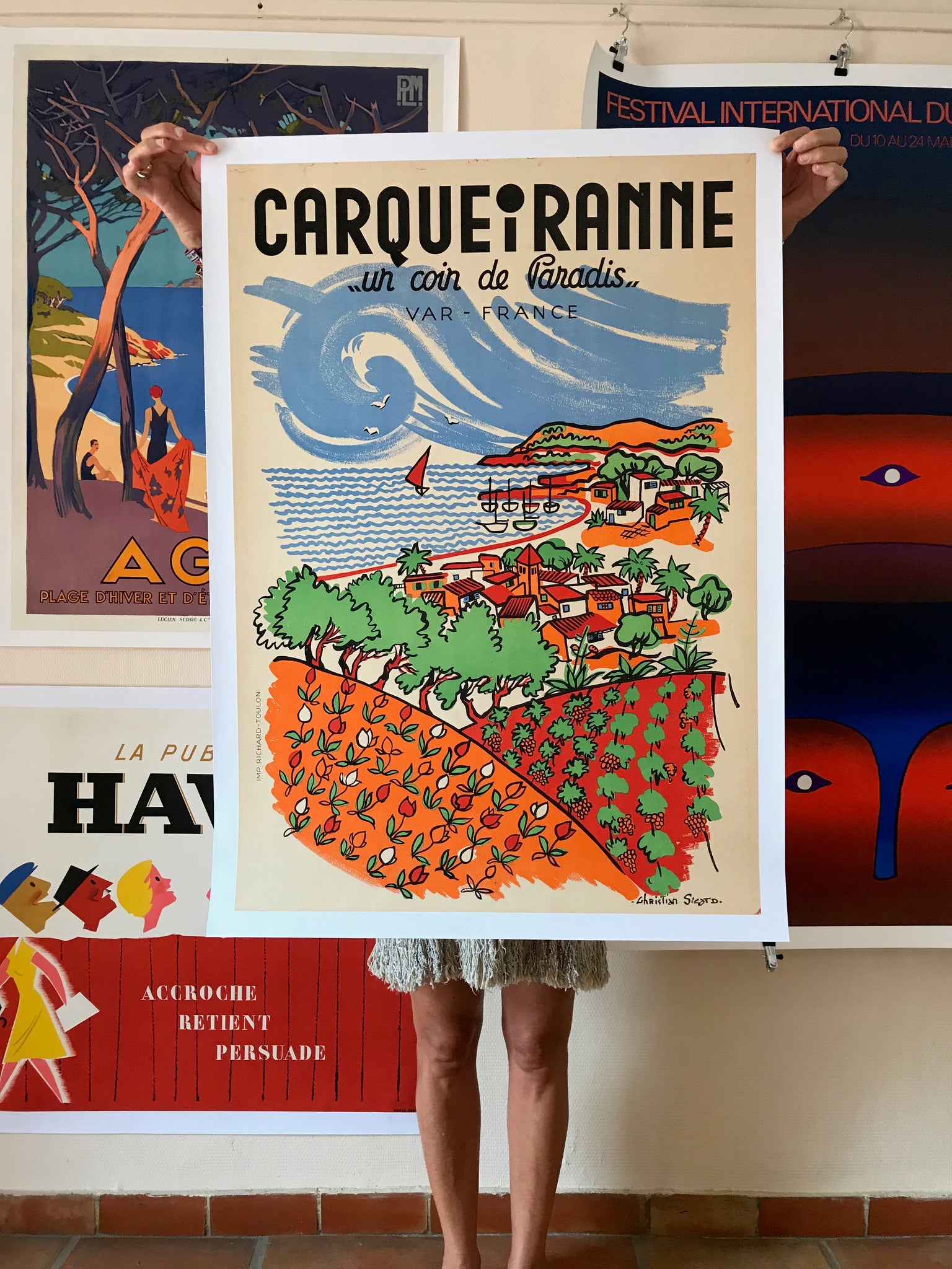 Affiche Carqueiranne... Un Coin de Paradis Par Christian Sicard, 1950