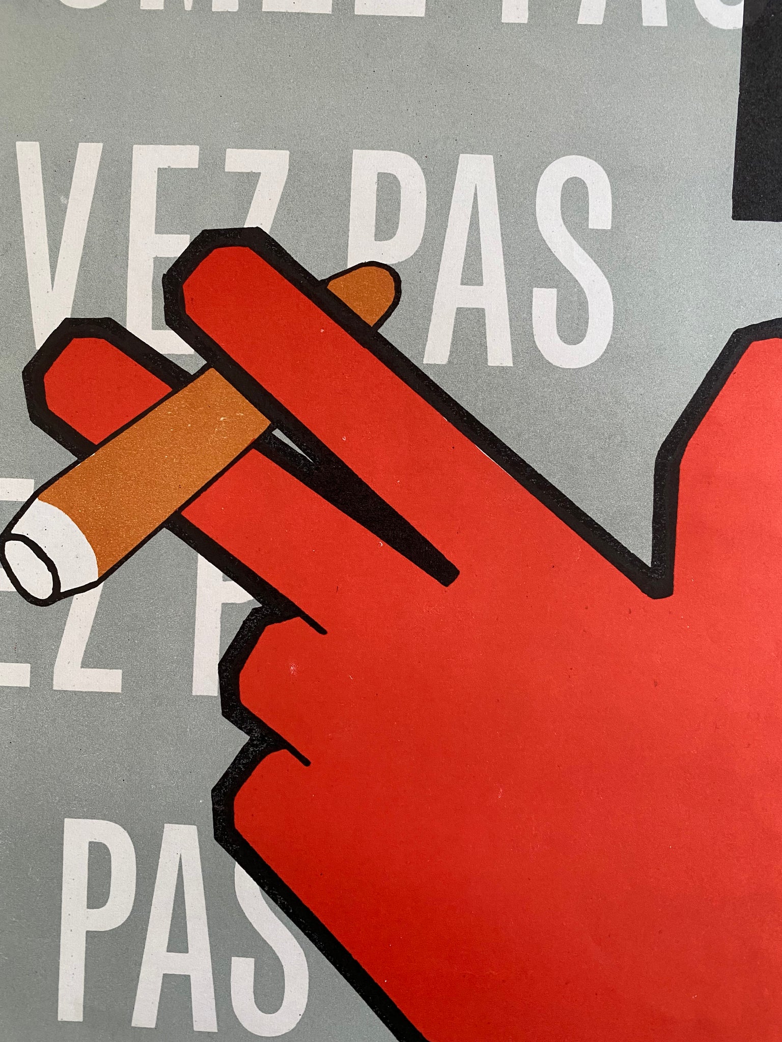 Affiche Original Non! Ne Fumez pas - Commissariat a l’énergie atomique Par J Guillemaud, 1964