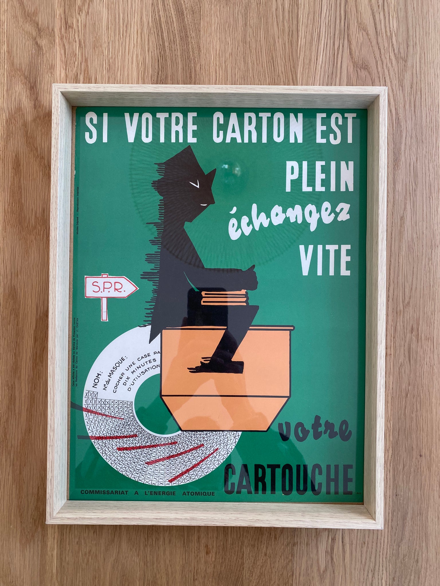Affiche Original Si votre Carton est Plein échangez vite - Commissariat a l’énergie atomique Par Jacques Castan, 1964