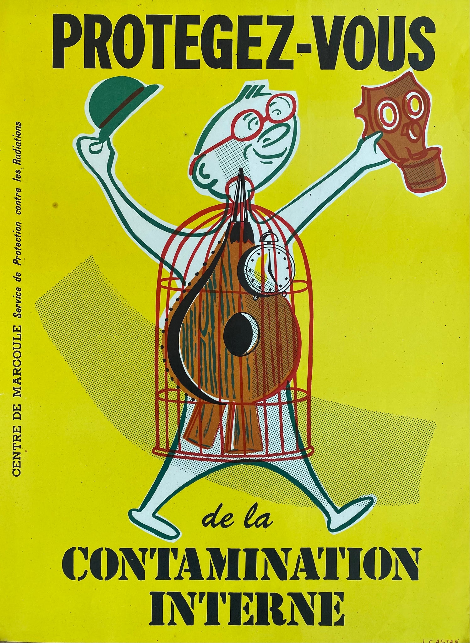 Affiche Vintage "Protégez-vous de la Contamination Interne" - Commissariat a l’énergie atomique 1964 Par Jacques Castan, 1964
