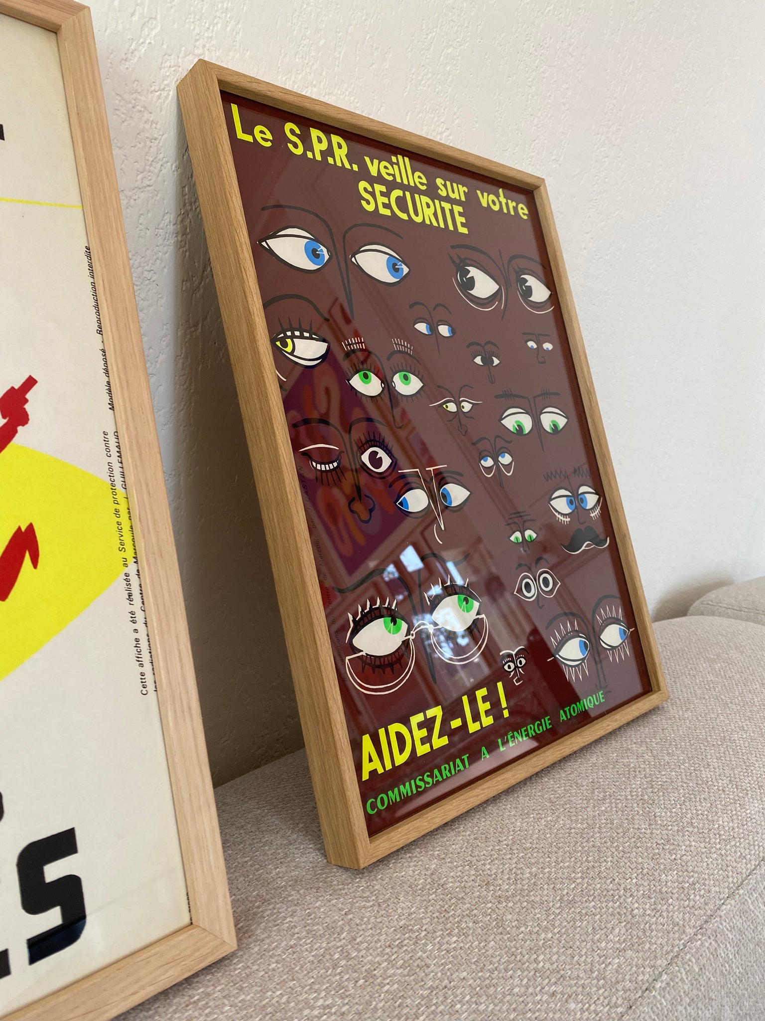 Affiche Original Le S.P.R veille sur votre Sécurité - Commissariat a l’énergie atomique Par Jacques Castan, 1964