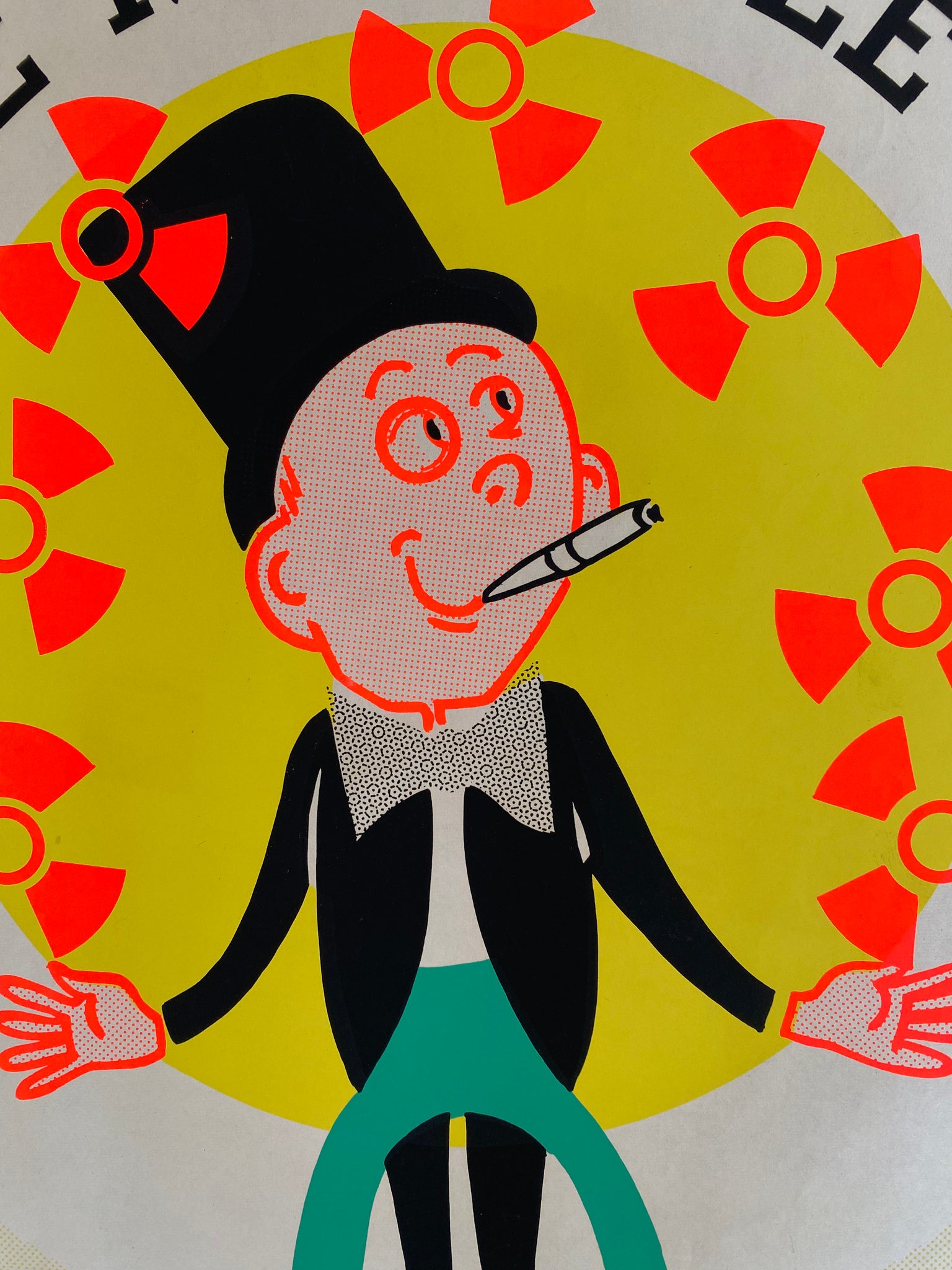 Affiche Original  On ne manipule pas des produits Radio-actifs en Costume de Ville - Commissariat a l’énergie atomique Par Jacques Castan, 1964