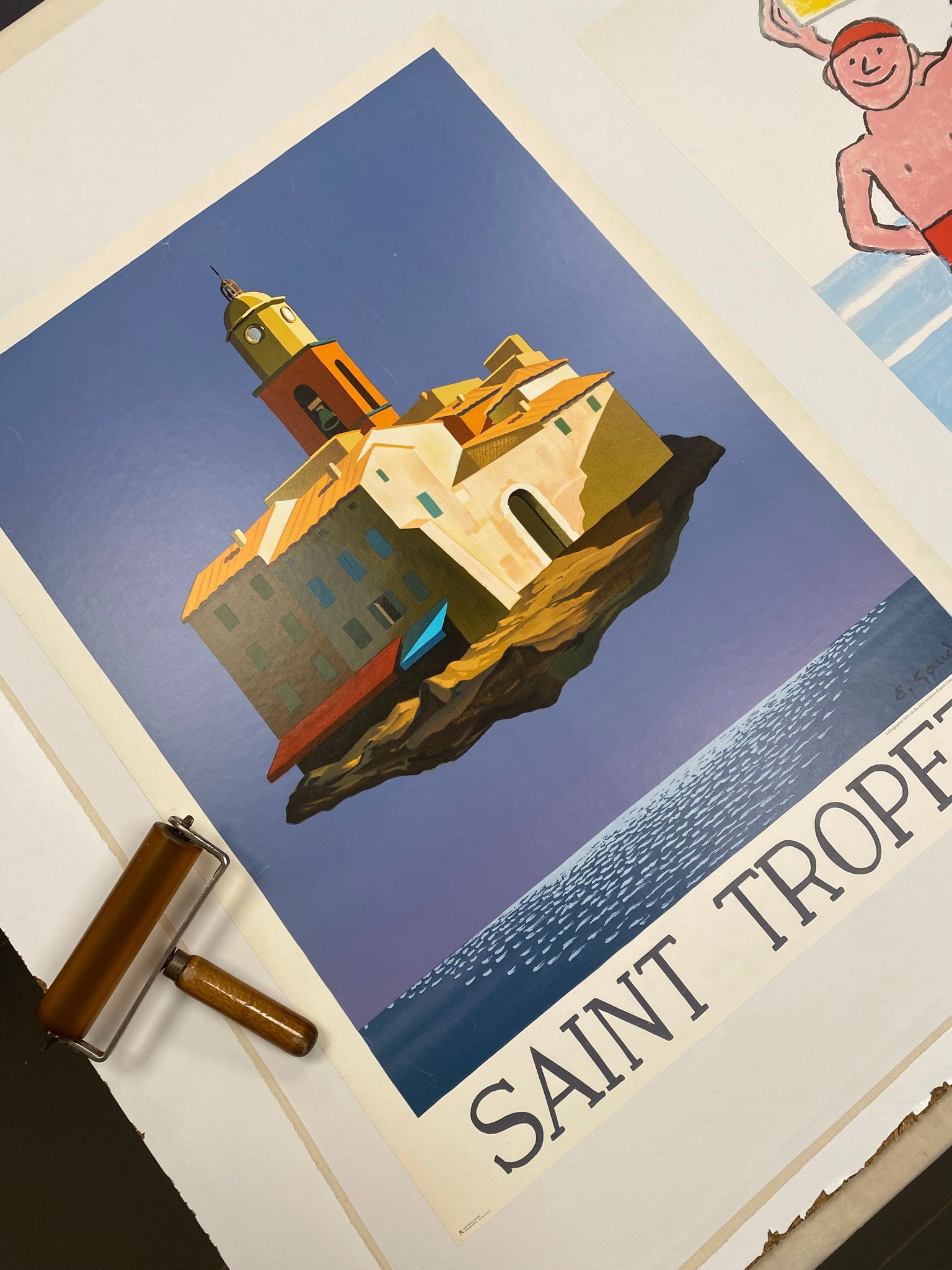 Affiche Galerie  Saint Tropez  Par Emile Gaud, 1980