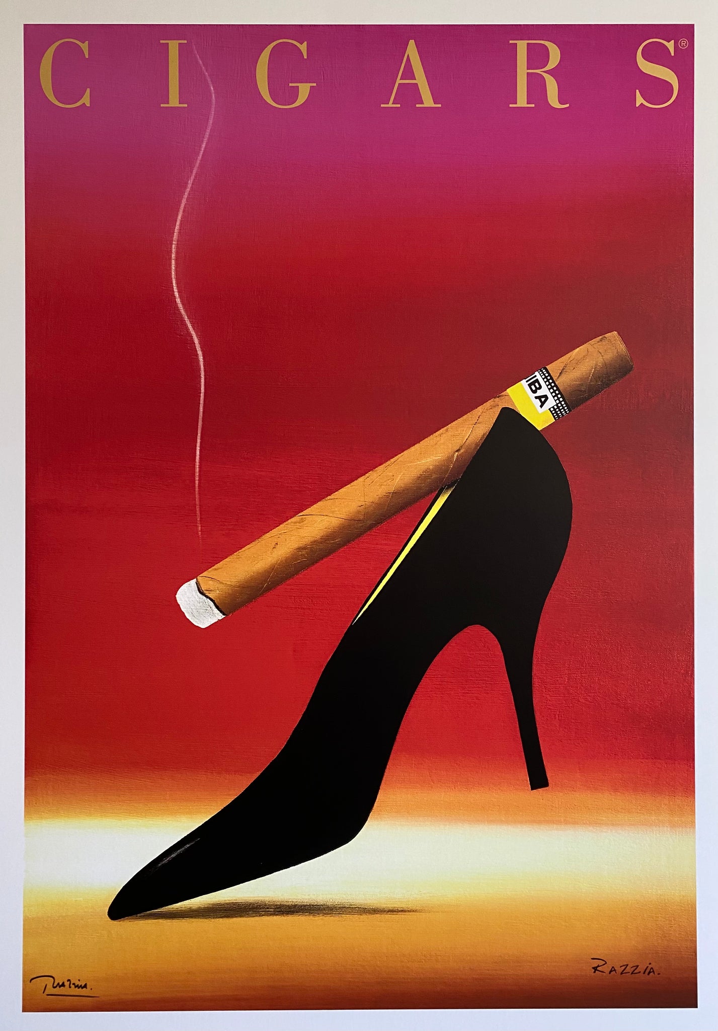 Affiche Vintage ancienne Cigars  par Razzia - Gerard Courbouleix, 1994
