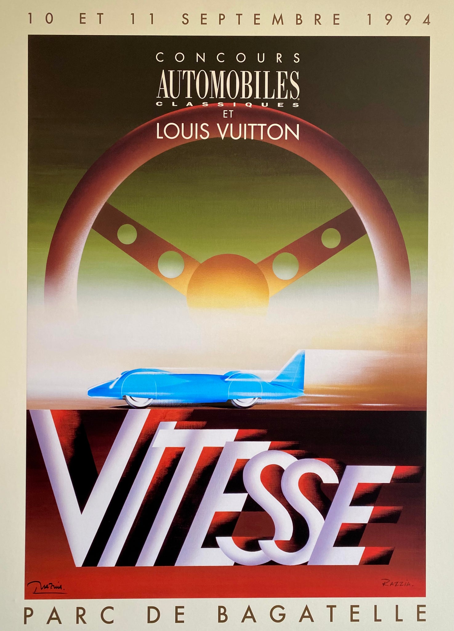 Affiche Louis Vuitton - Concours Automobiles Classiques "Vitesse" par Razzia Gérard-Courbouleix, 1994