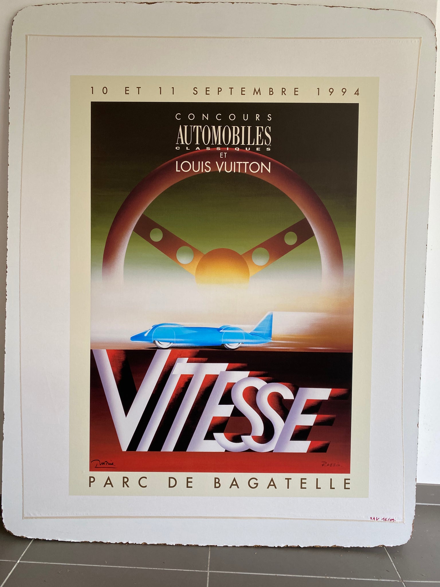 Affiche Louis Vuitton - Concours Automobiles Classiques "Vitesse" par Razzia Gérard-Courbouleix, 1994