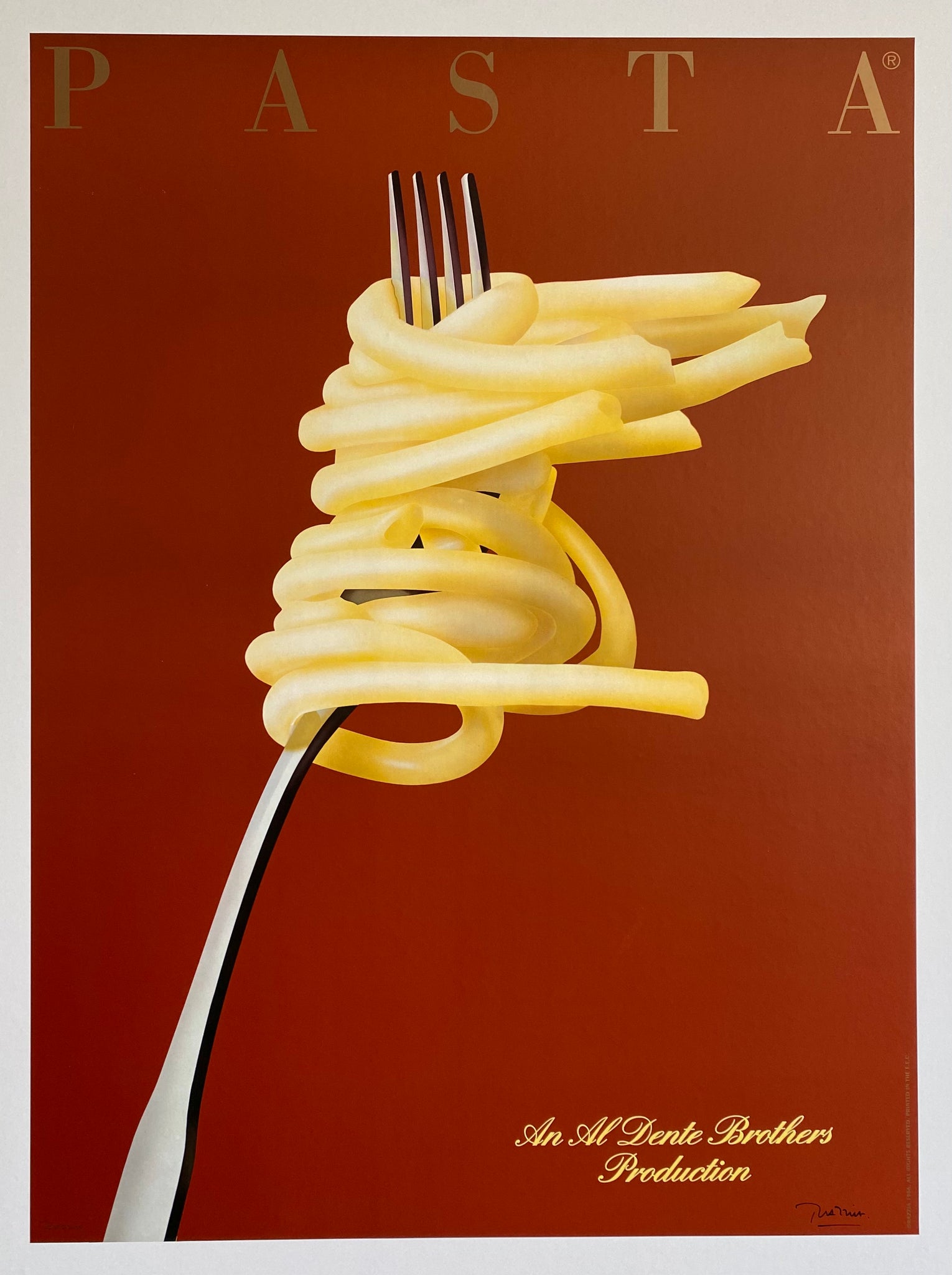 Affiche Originale Pasta " Al dente " Par Razzia, 1983
