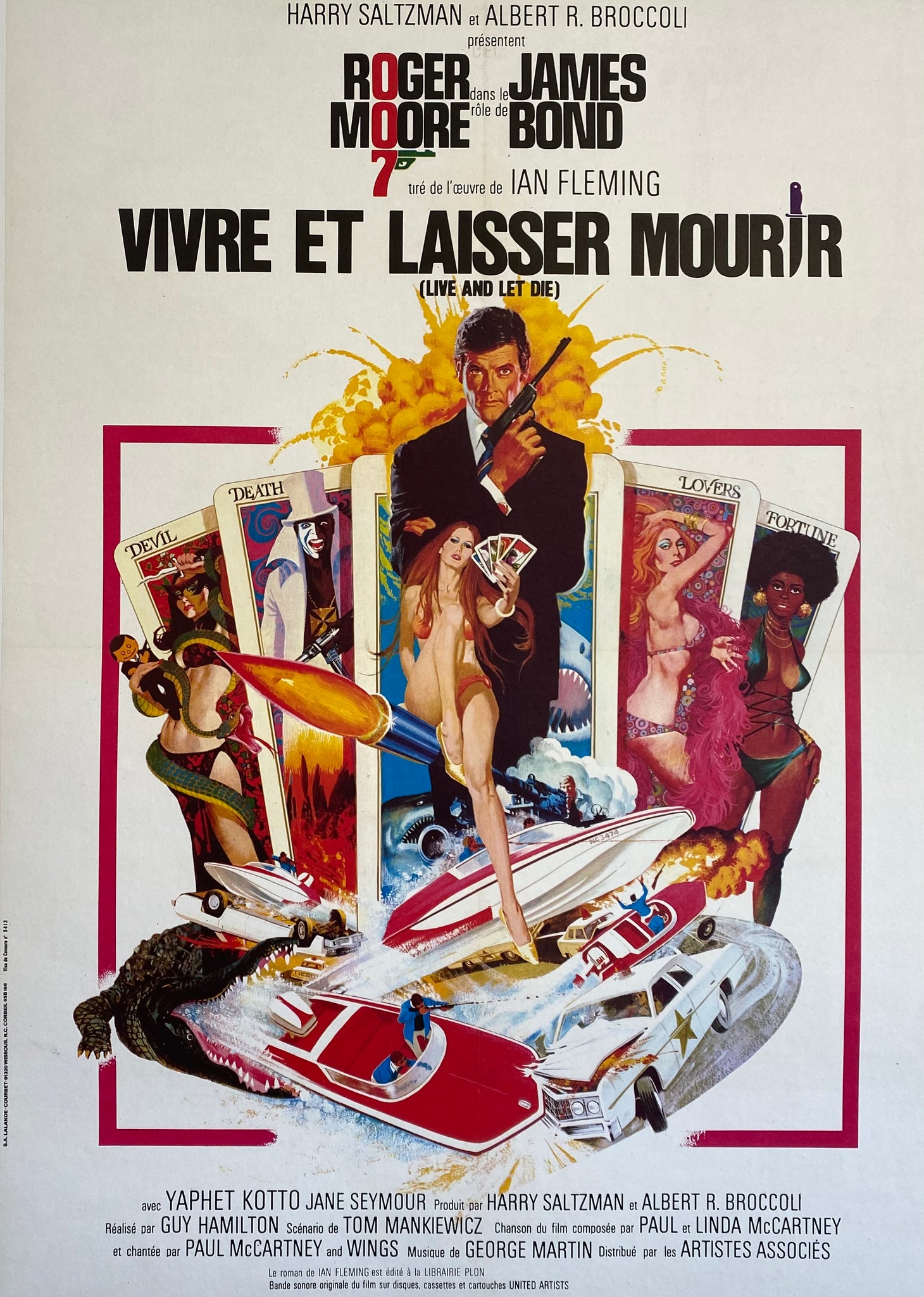 Affiche Cinéma originale James Bond  Vivre et Laisser Mourir de 1973. 