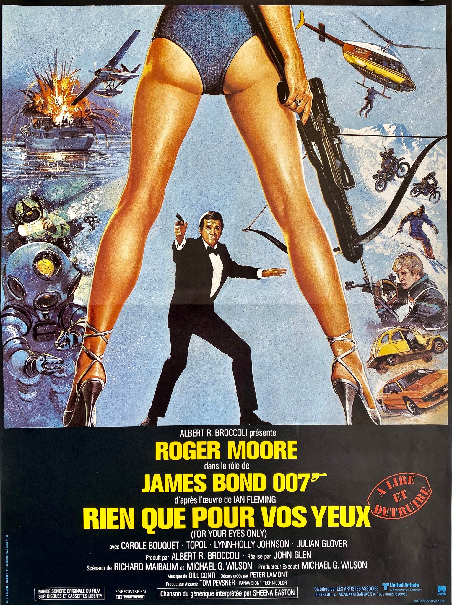 Affiche Cinéma originale James Bond  Rien Que Pour Vos Yeux de 1981. 
