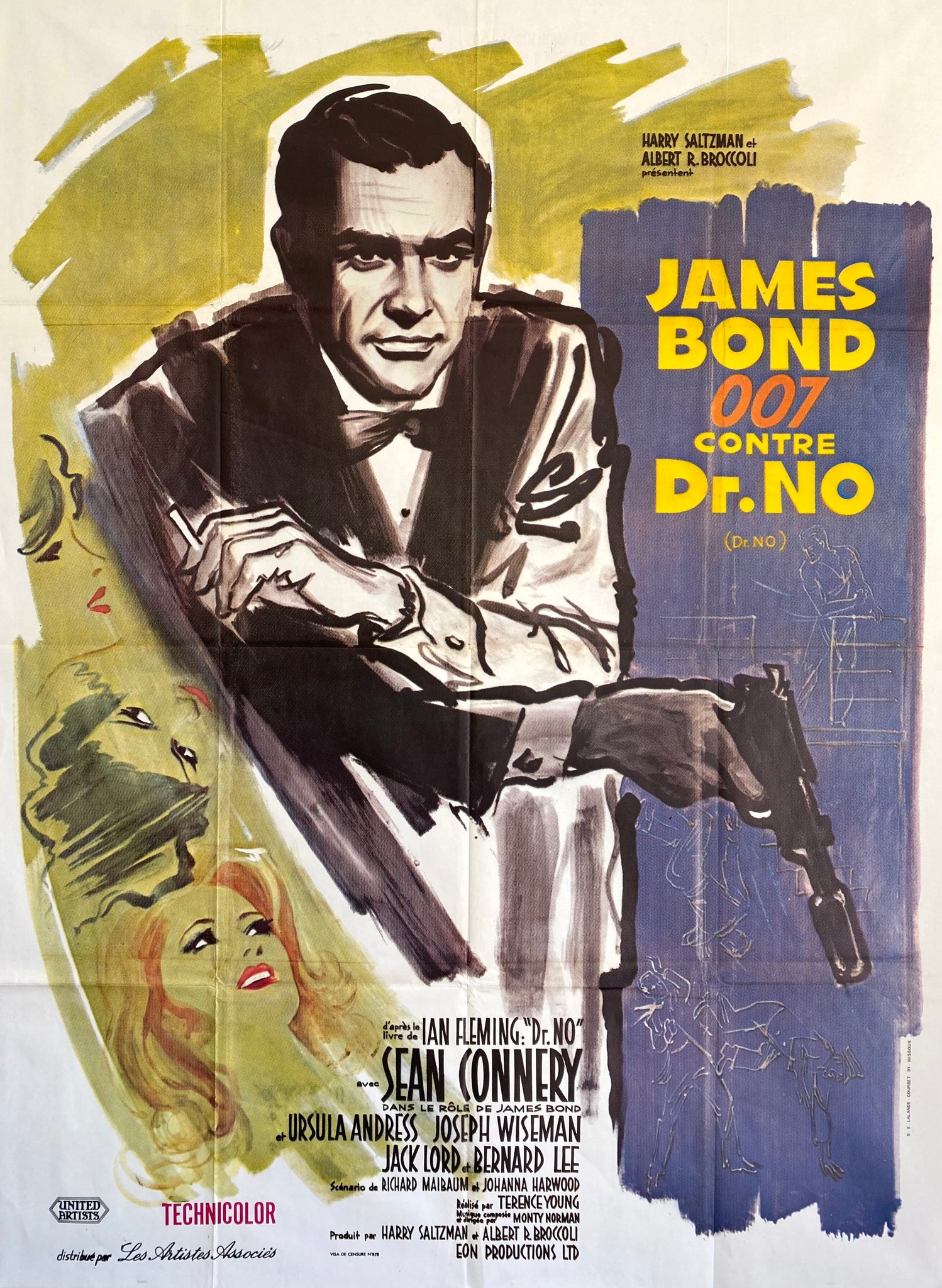 Affiche Cinéma originale James Bond  007 Contre Dr.No en 1962. 