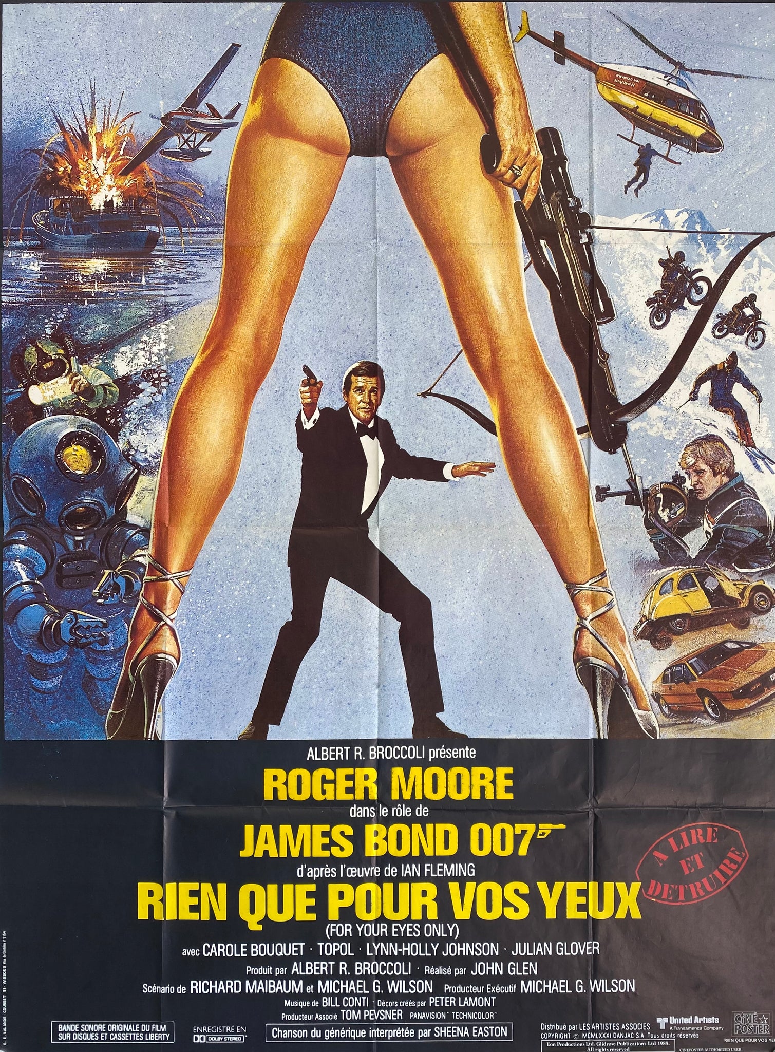 Affiche Cinéma originale James Bond  Rien que pour vos Yeux en 1981. 