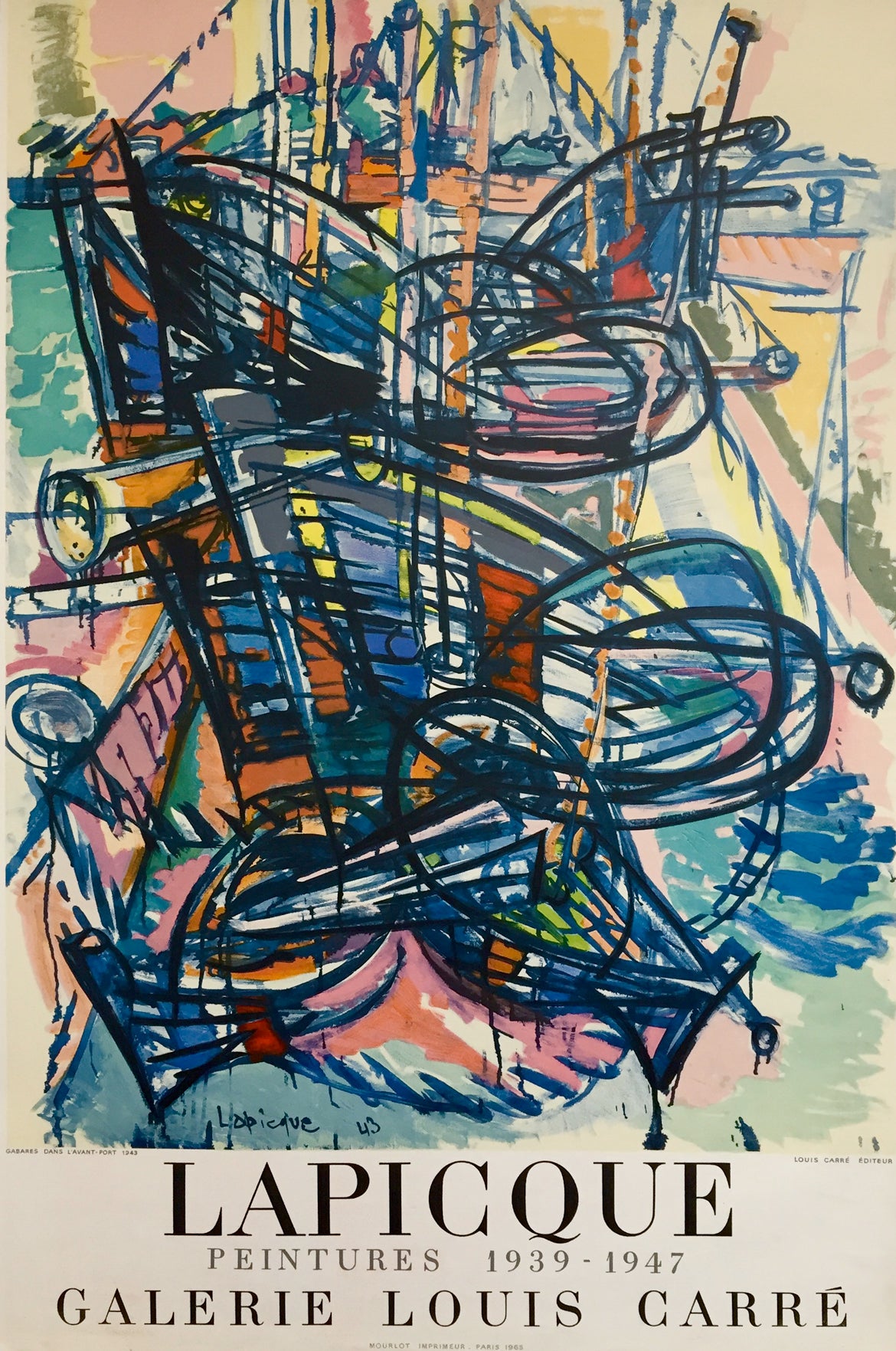 Affiche ancienne Galerie Louis Carré  Charles Lapicque, Circa 1980