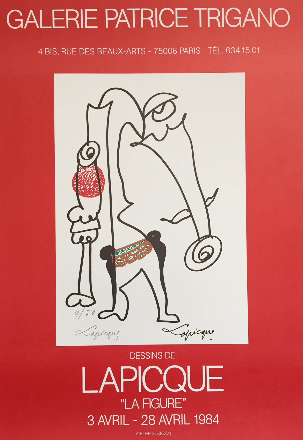 Affiche Galerie Patrice Trigani - Dessins " La Figure " Par Charles Lapicque, 1984