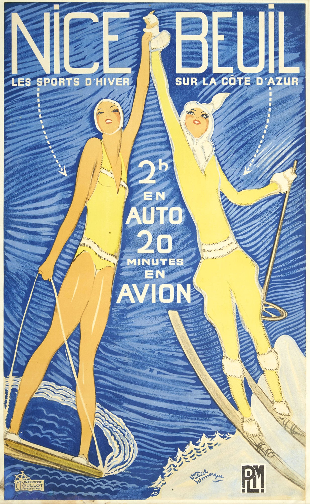 Affiche originale PLM Nice Beuil Par Jean Gabriel Domergue, 1928