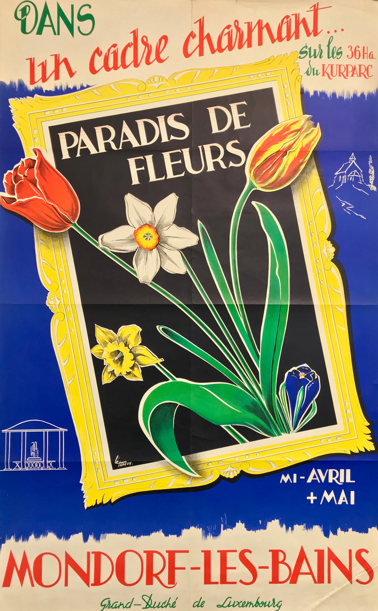 Affiche originale Mondorf les bains Par Letanson, 1950