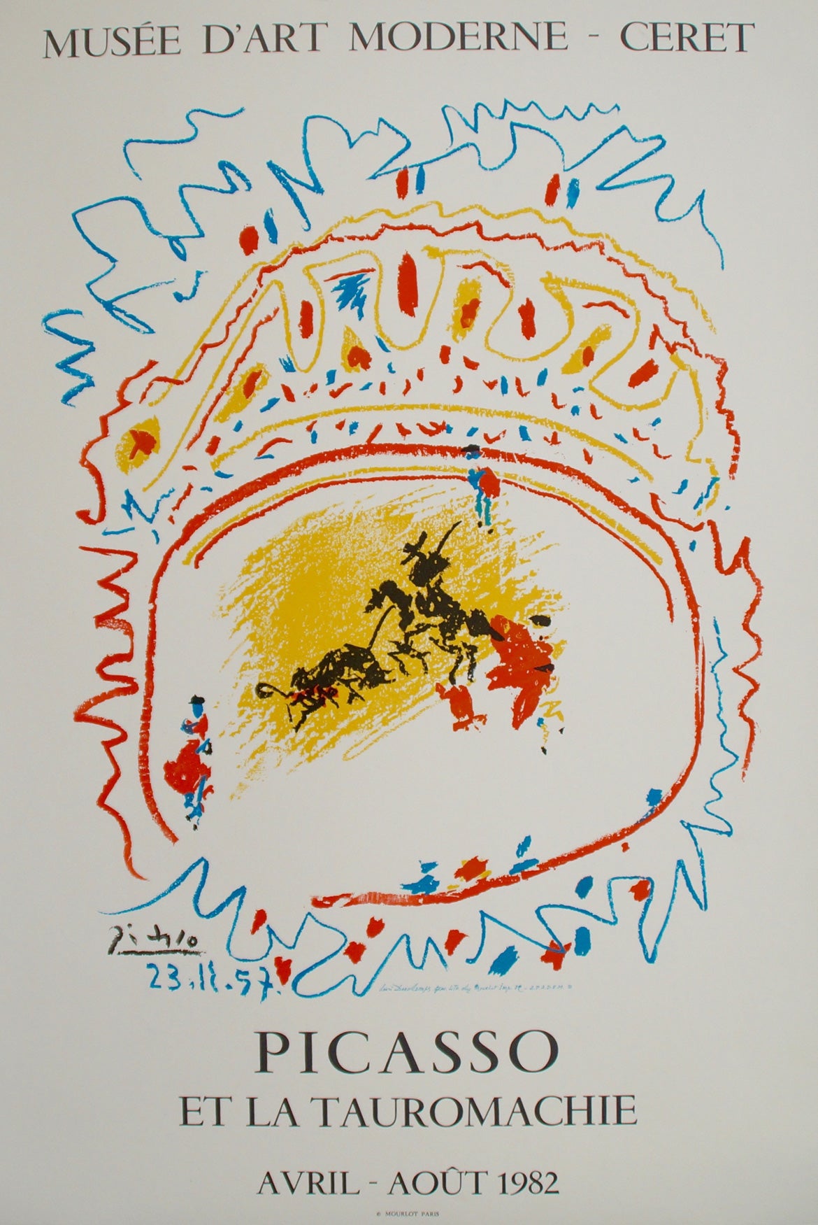 Affiche Musée Art Moderne - Picasso et la Tauromachie d'après Picasso, 1982    Exposition au musée d’art moderne – Ceret Avril- Aout 1982