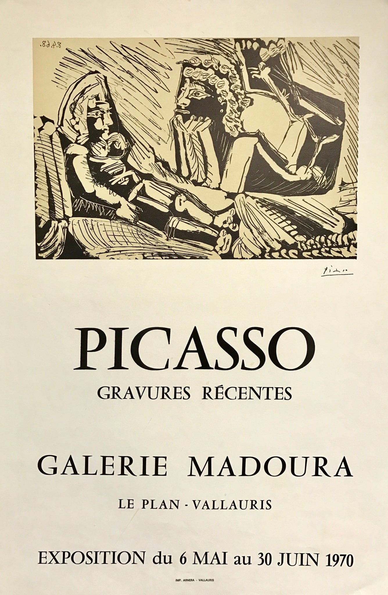 Affiche ancienne originale Pablo Picasso, Galerie Madoura