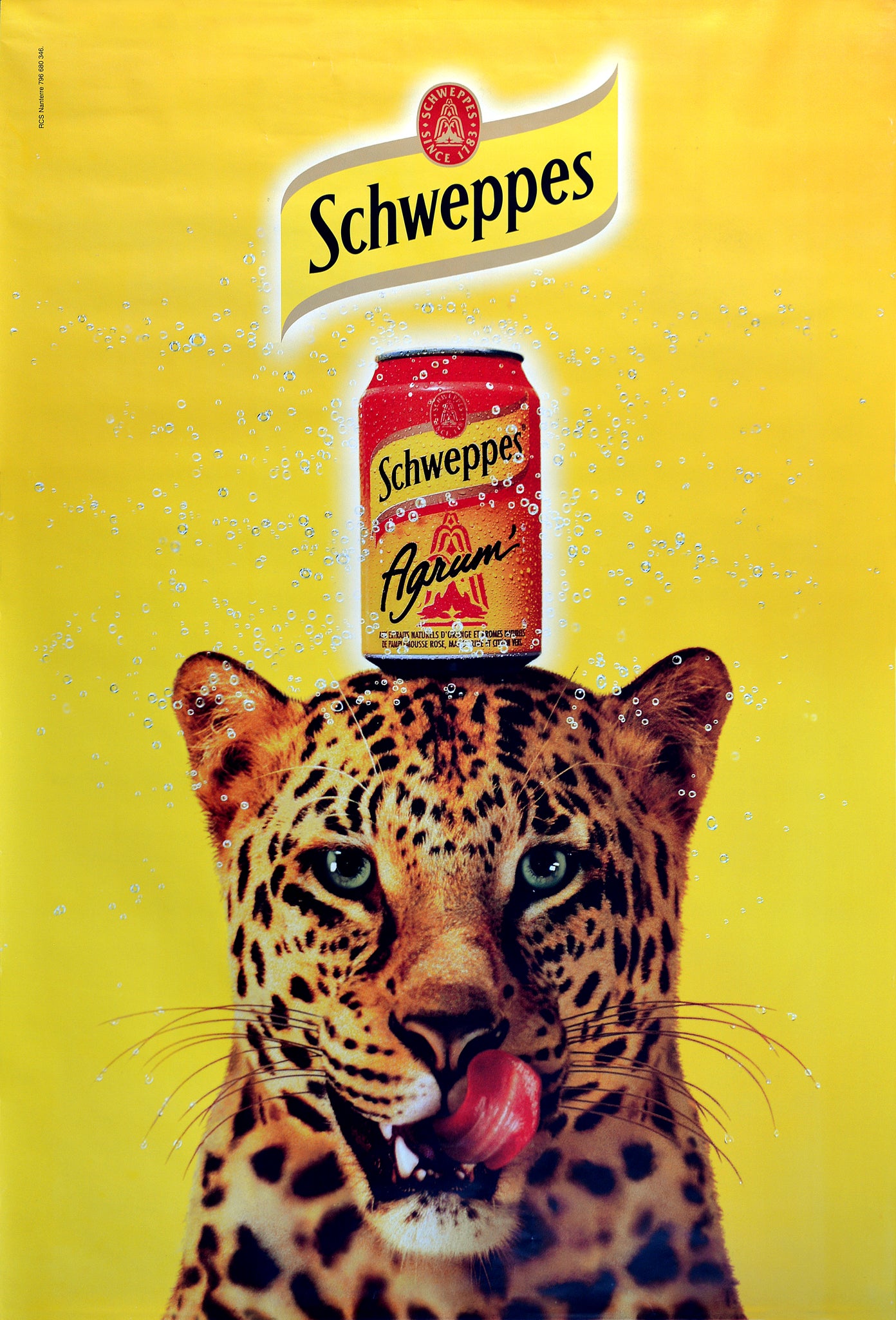 Affiche Publicitaire Schweppes Agrume 1990